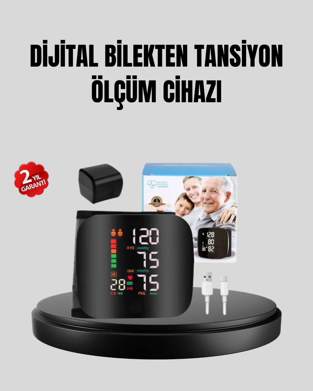 Bilekten Ölçüm Dijital Tansiyon Aleti – Renkli Risk Göstergeli ve Aritmi Uyarılı - Lisinya