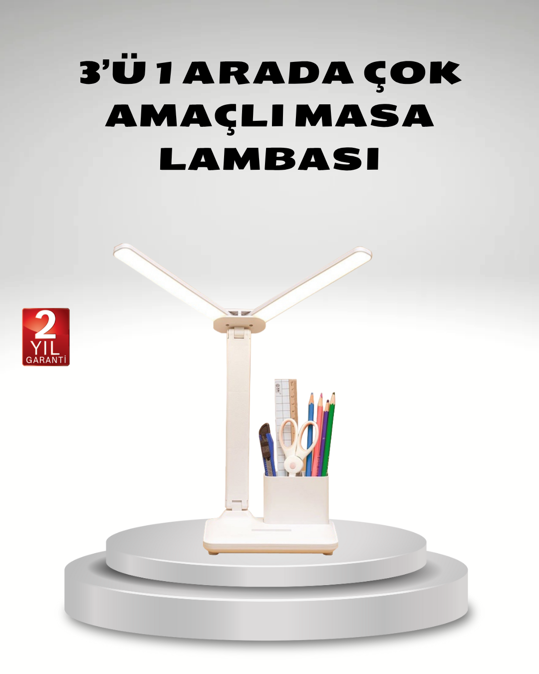 Kısılabilir LED Masa Lambası – Kalemlik ve Telefon Standlı, Göz Yormayan Işık - Lisinya
