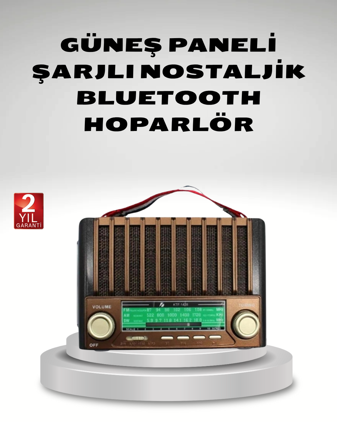 Taşınabilir Hoparlör Güneş Panelli Bluetooth USB SD FM AM SW Radyo - Lisinya