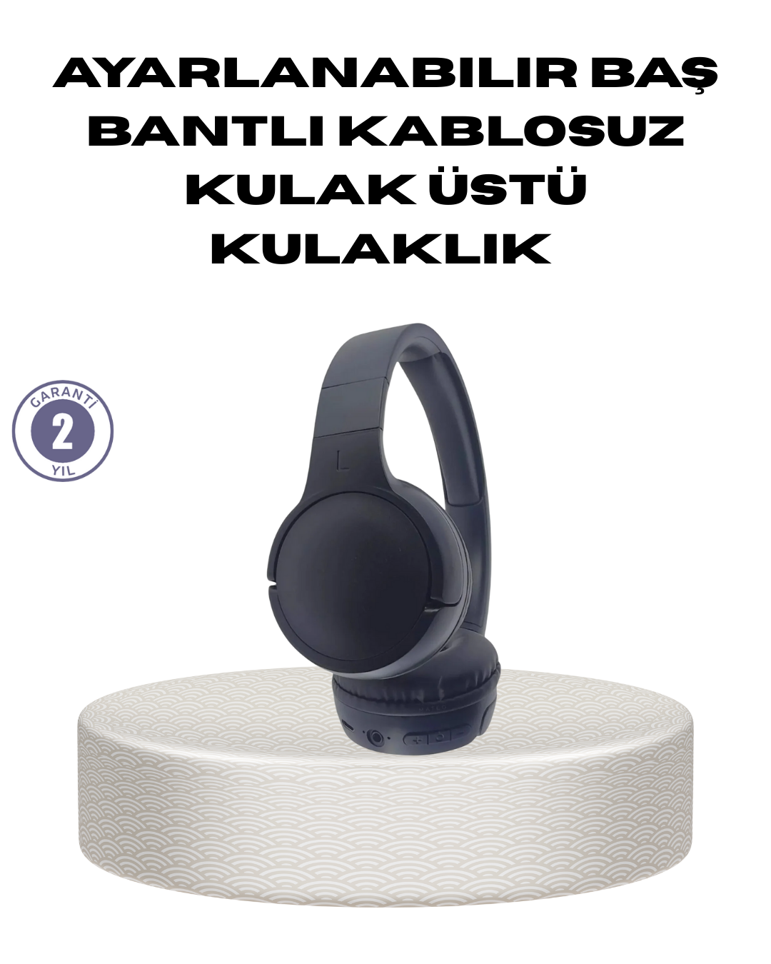 Bluetooth 5.0 Siyah Kablosuz Kulaklık 18 Saat Batarya Katlanabilir Tasarım - Lisinya