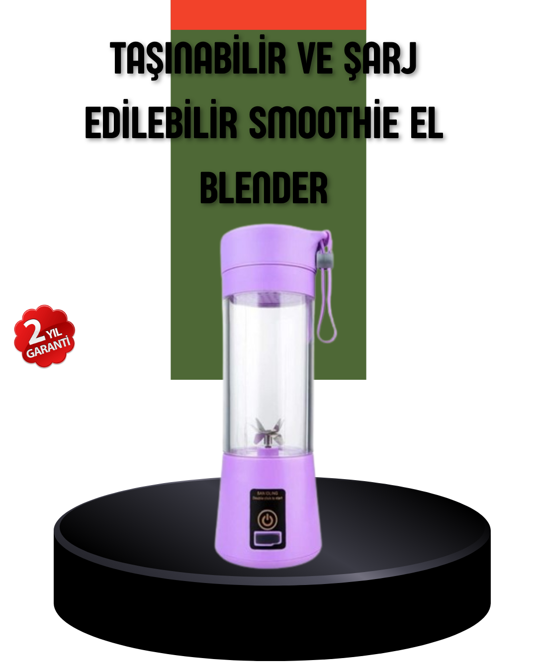 Taşınabilir USB Şarjlı Mini Smoothie Blender 380ml Çelik Bıçaklı Portatif - Lisinya
