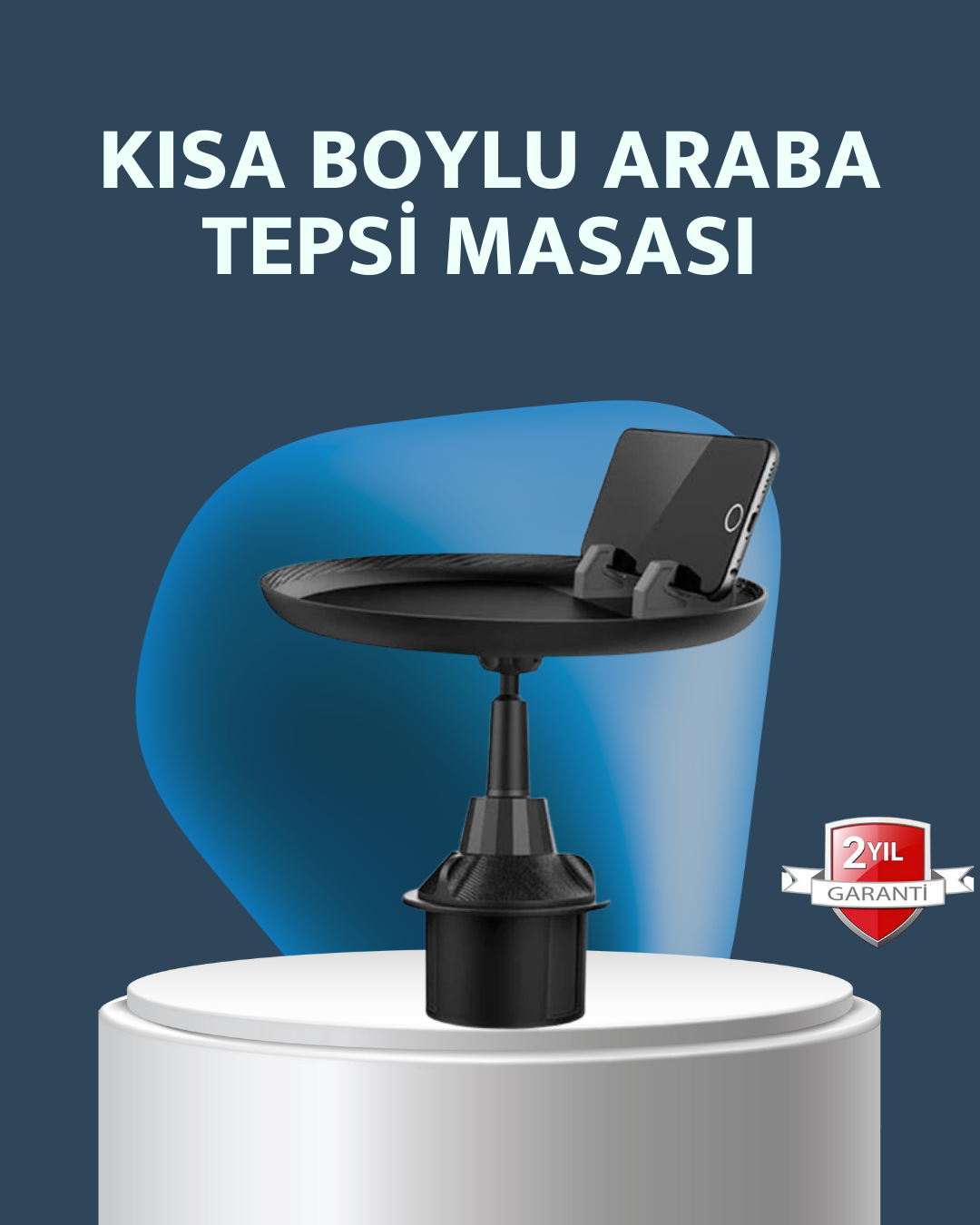 Araç İçi 360° Ayarlanabilir Bardaklık Tepsisi Geniş Yüzeyli ve Telefon Standlı - Lisinya