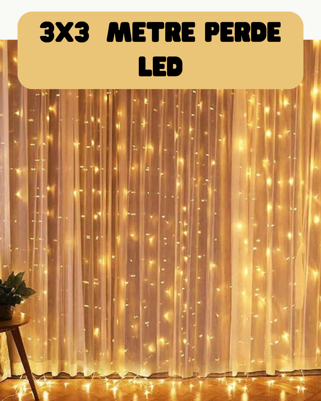 3x3 Metre Perde LED Işık Sıcak  Şelale Tasarım Dekoratif Aydınlatma - Lisinya