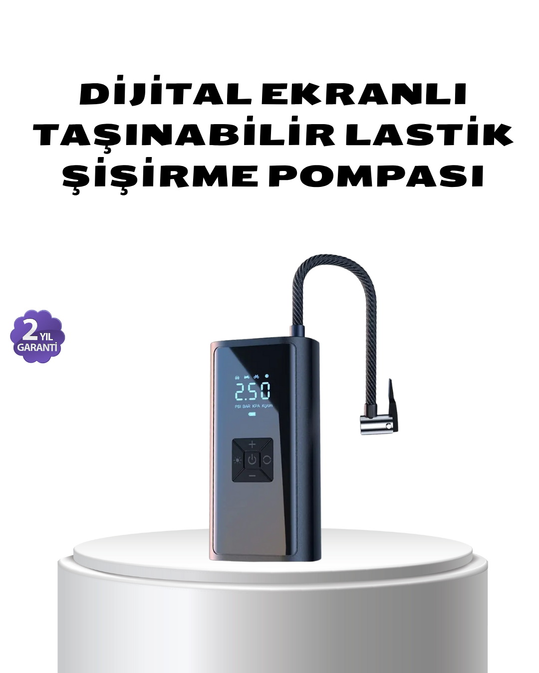 Kablosuz Dijital Lastik Şişirme Pompası LED Işıklı 80W - Lisinya