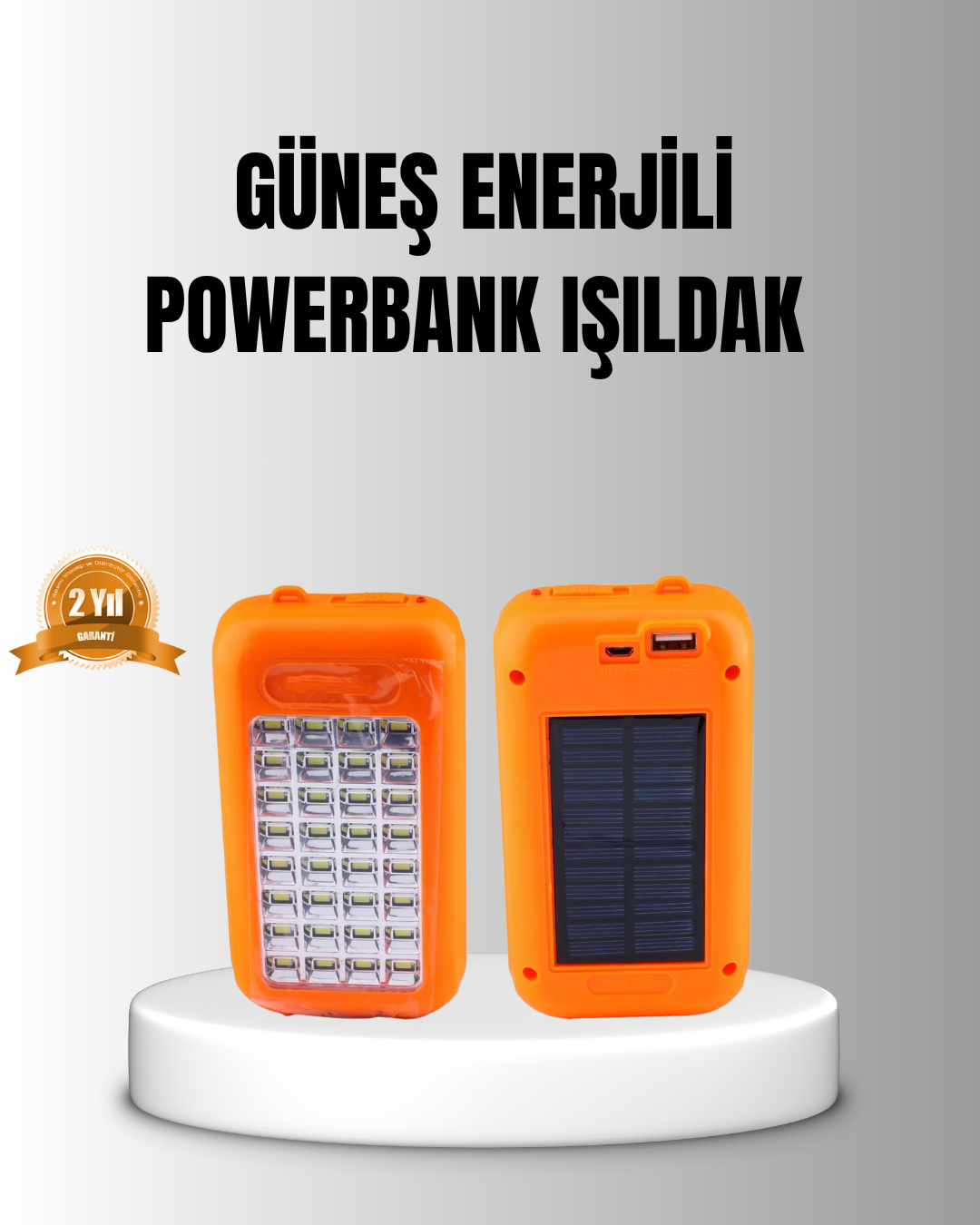 Güneş Enerjili Powerbank 10000 mAh LED Işıklı - Lisinya