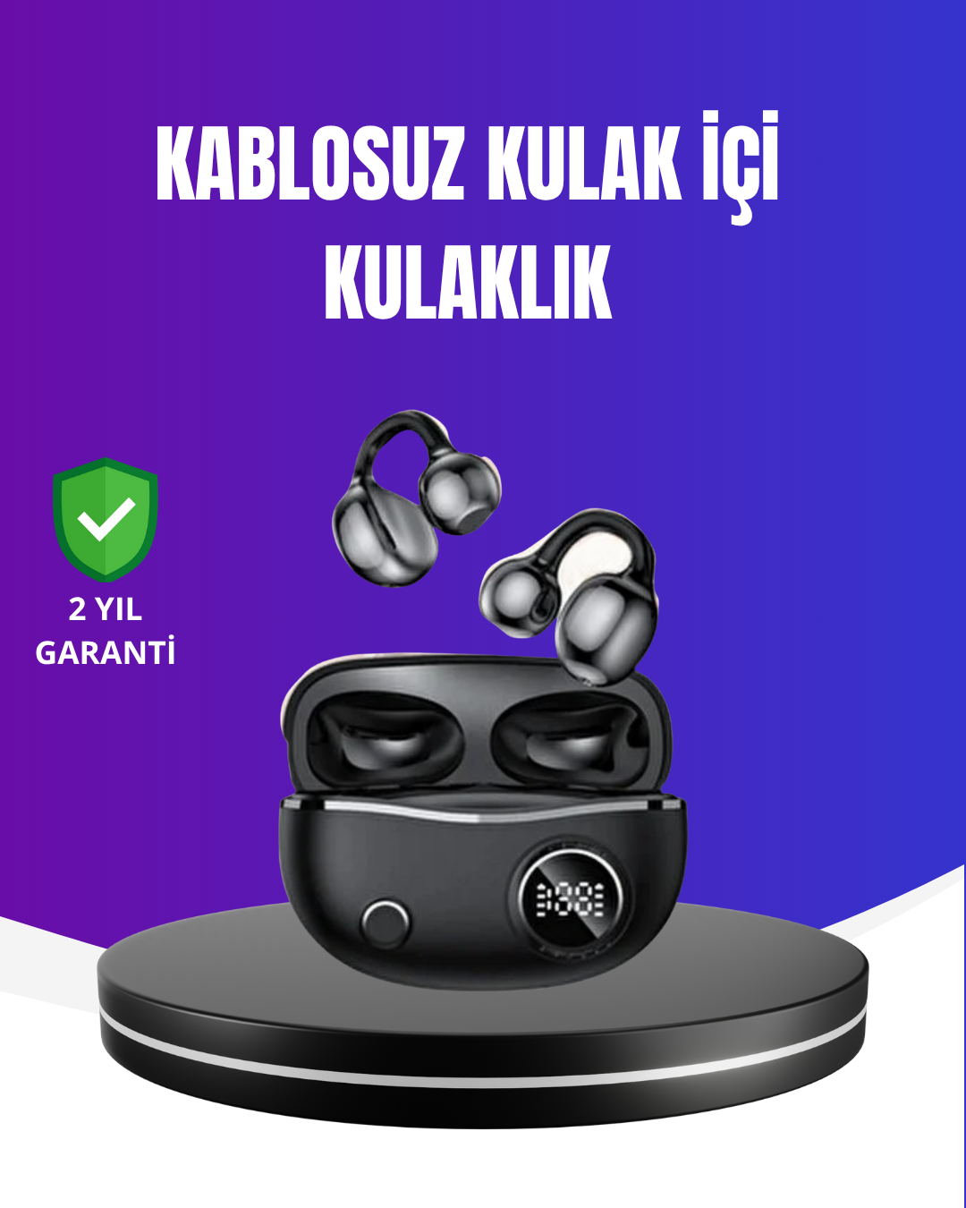 Ergonomik Klipsli Kablosuz Kulaklık – 30 Saat Pil ve Dokunmatik Kontrol Özelliği - Lisinya