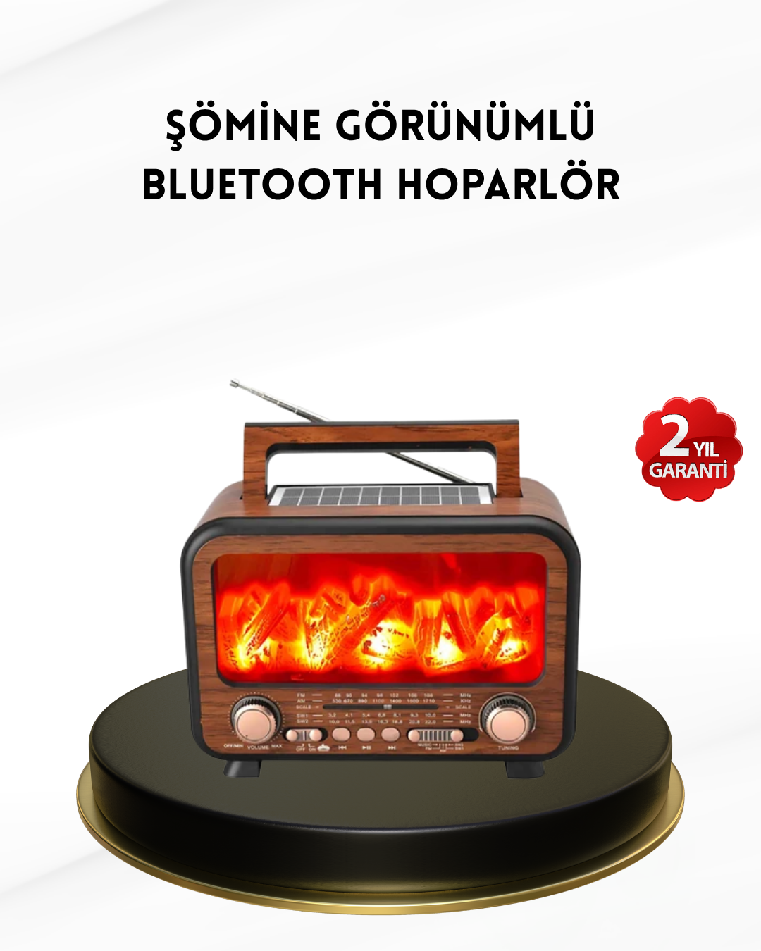 Alev Işığı Efektli Solar Bluetooth Hoparlör Radyo Destekli Taşınabilir Model - Lisinya