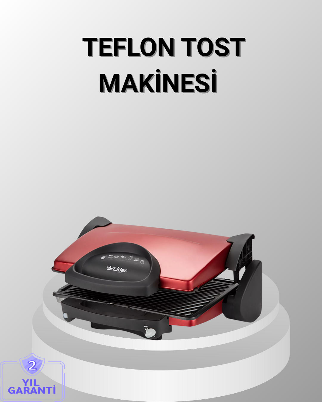 Tost Makinesi Kırmızı Döküm Plaka 6+ Dilim Çok Kapasiteli Izgara - Lisinya