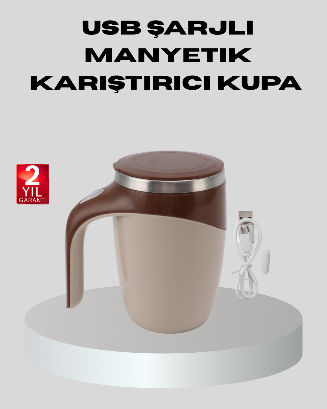Manyetik Karıştırıcı Kupa USB Şarjlı Otomatik Karıştırma Çift Katmanlı - Lisinya Manyetik Karıştırıcı Kupa USB Şarjlı Otomatik Karıştırma Çift Katmanlı - Lisinya