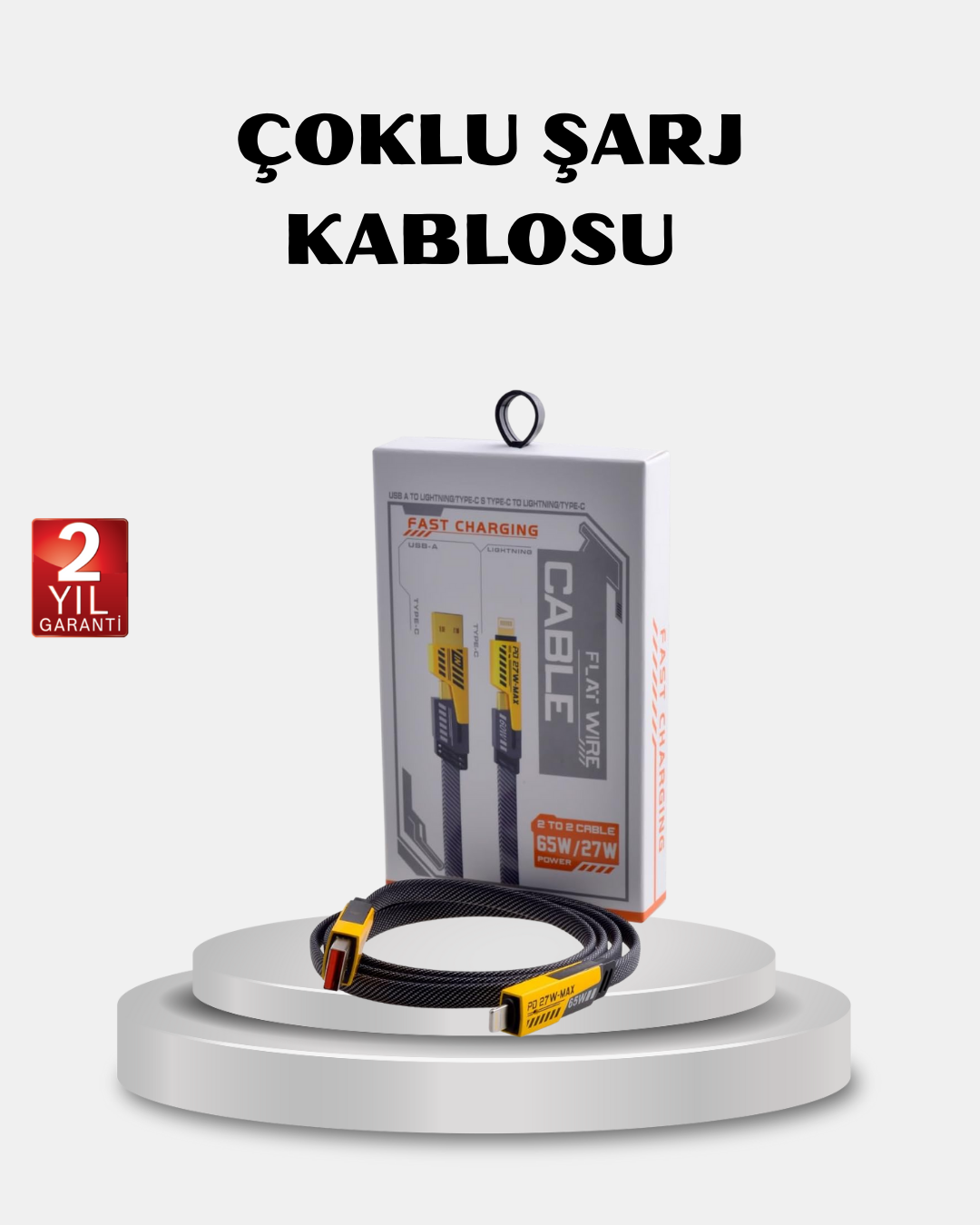 USB-C USB-A 4’ü 1 Arada Örgülü Kablo 65W Hızlı Şarj Metal Uç Dayanıklı - Lisinya