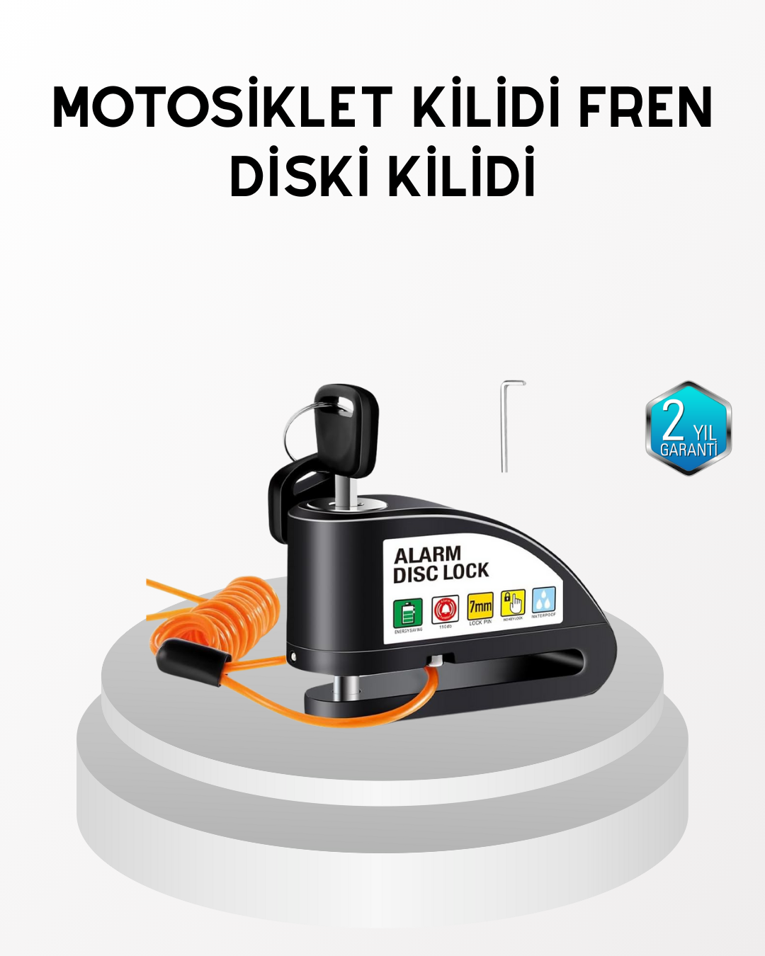 Anti Hırsızlık 110 dB Alarm Disk Fren Kilidi Suya Dayanıklı Çelik Güvenlik Kilidi - Lisinya