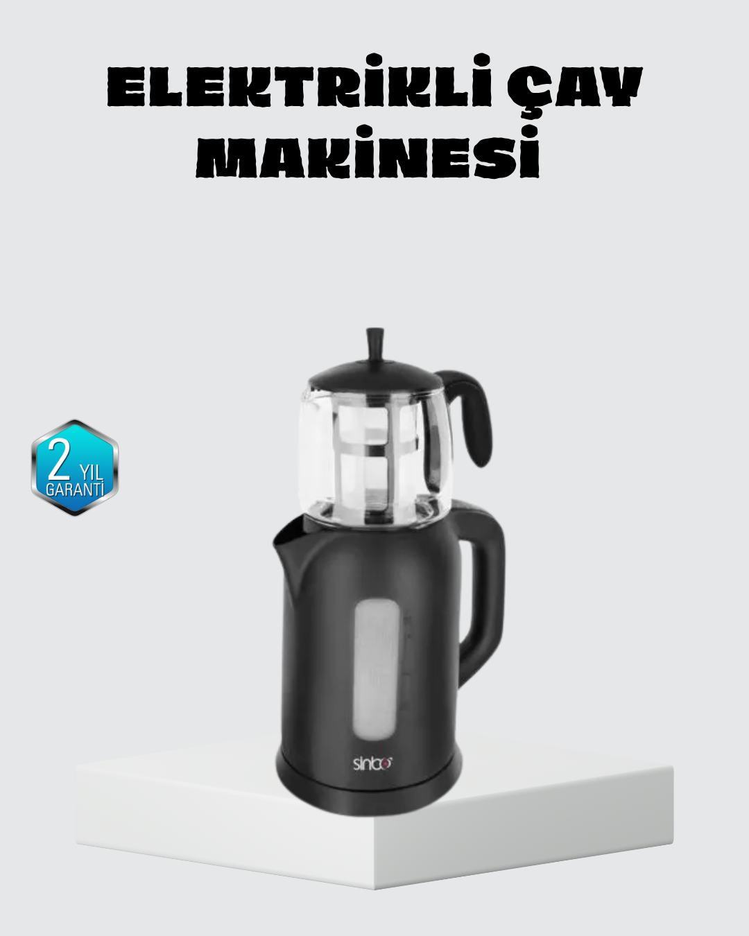 Sinbo Elektrikli Çay Makinesi 1.7 L Su Isıtıcı ve Cam Demlikli Güvenli Kullanım - Lisinya