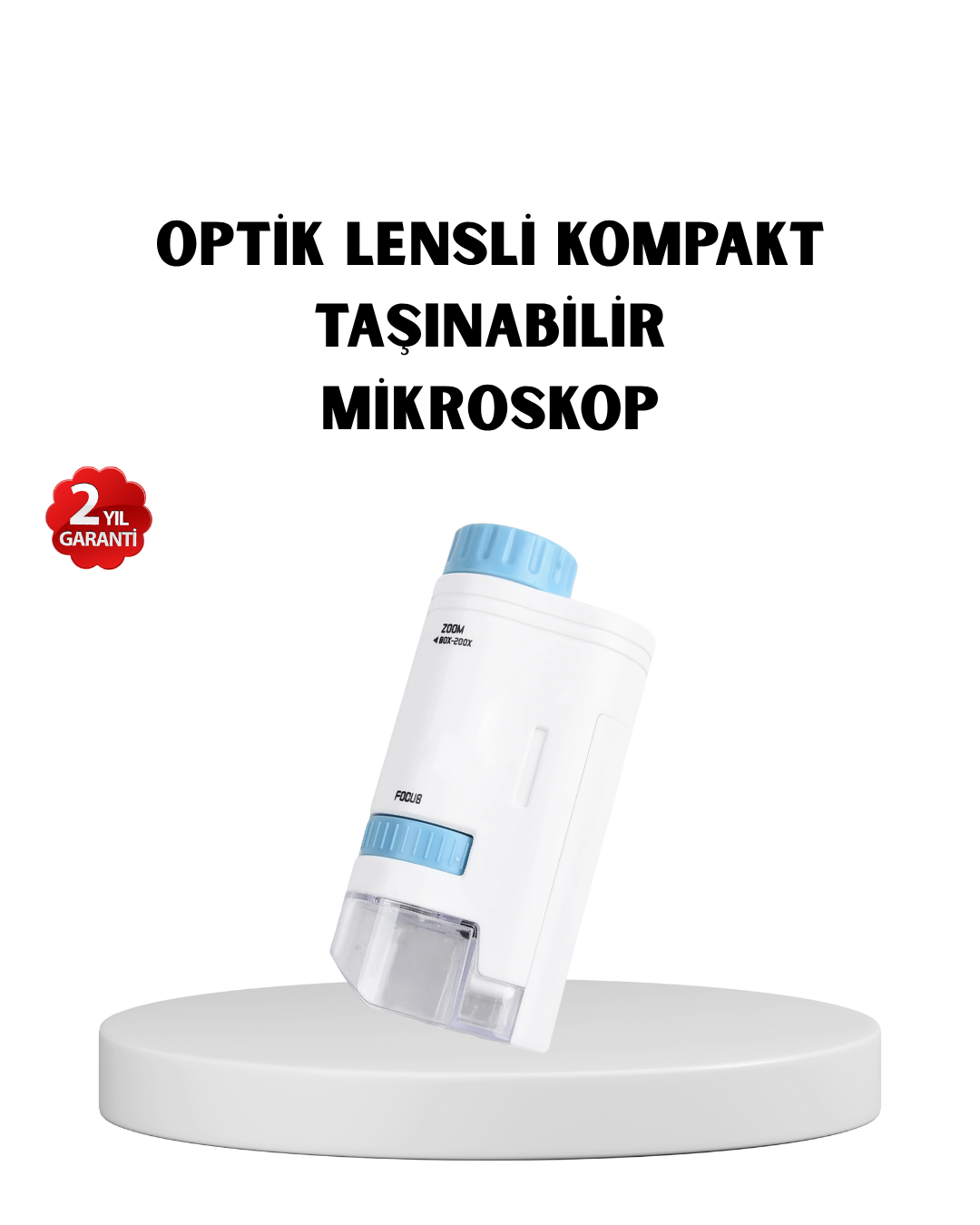 LED Işıklı Mikroskop 80X–200X Zoom Eğitici Bilim Seti ve Taşınabilir - Lisinya