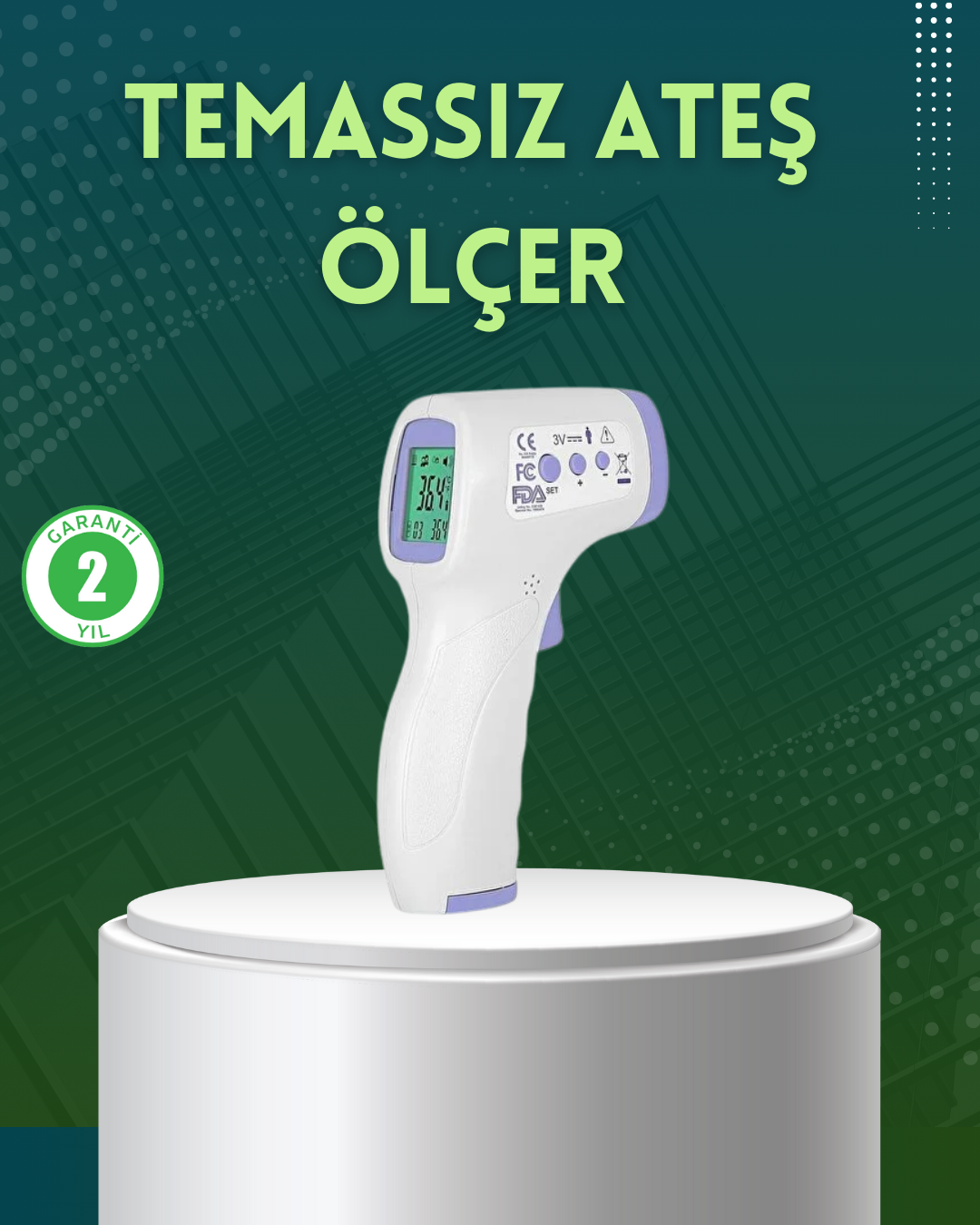 Kızılötesi Temassız Ateş Ölçer LCD Ekranlı Hassas Termometre - Lisinya
