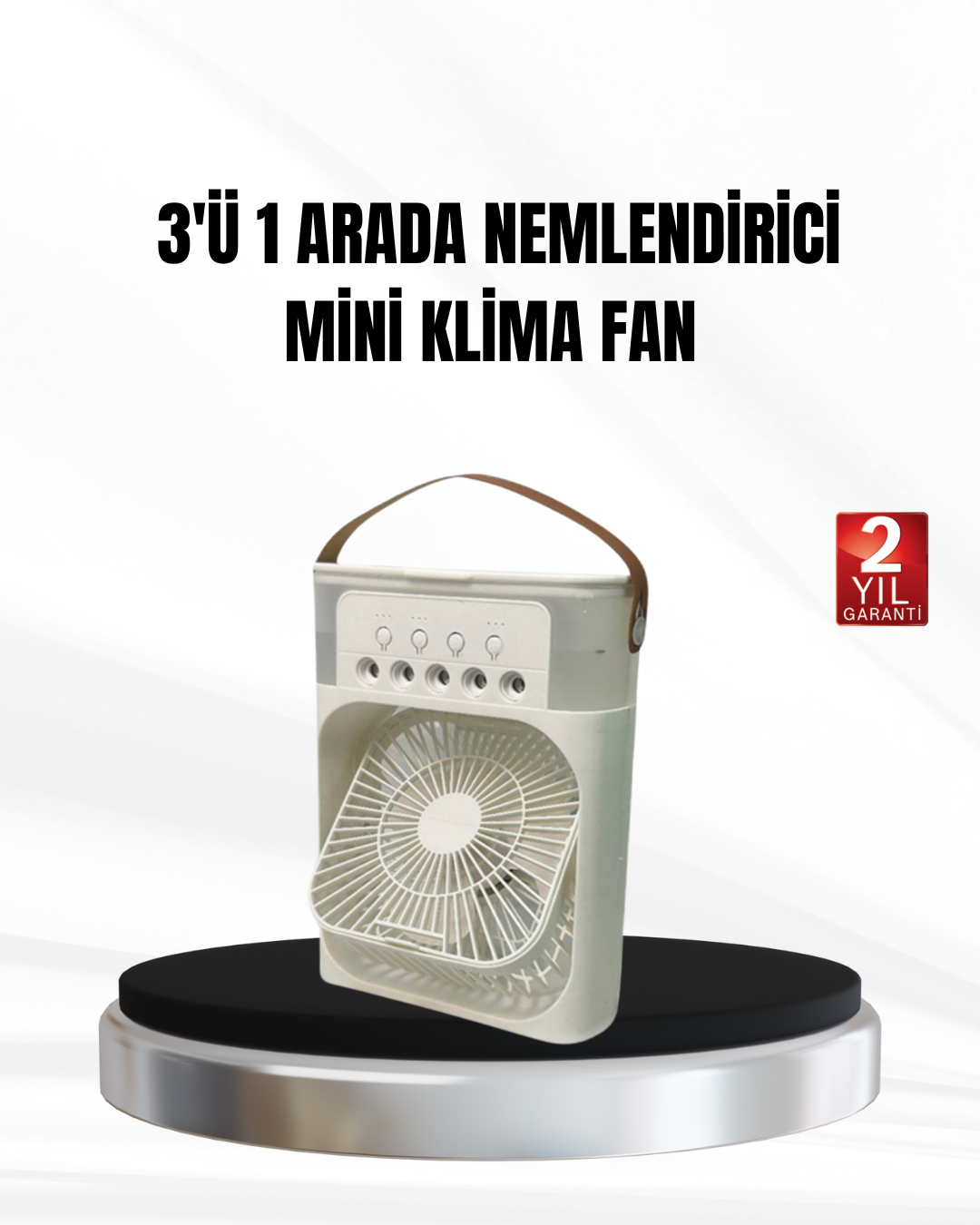 3’ü 1 Arada Mini Klima Fan USB Şarjlı, 7 Renk Gece Lambalı ve Nemlendirici - Lisinya