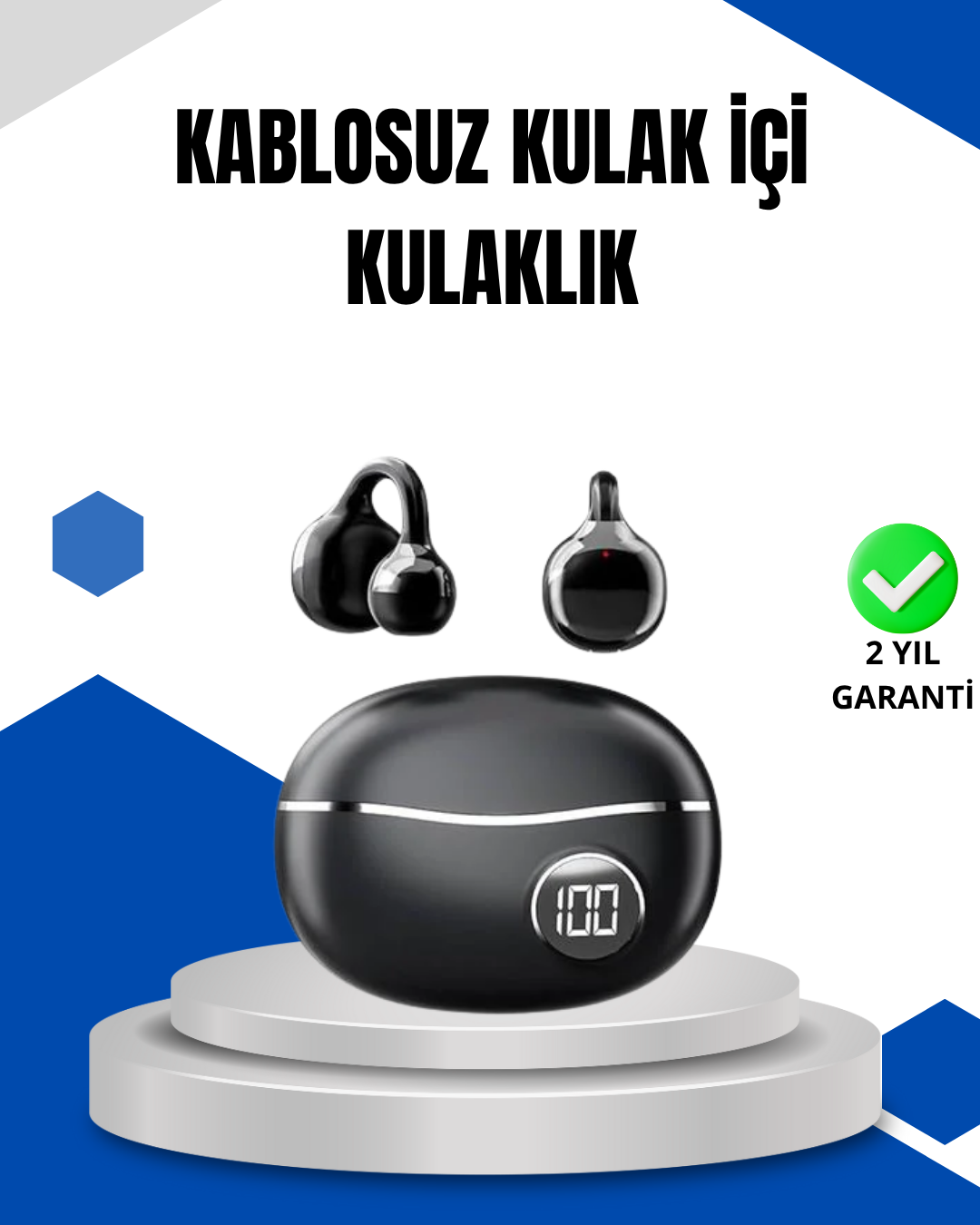 Bluetooth 5.4 Kablosuz Kulaklık – Açık Kulak Güvenli Tasarım ve Hızlı Şarj Özelliği - Lisinya