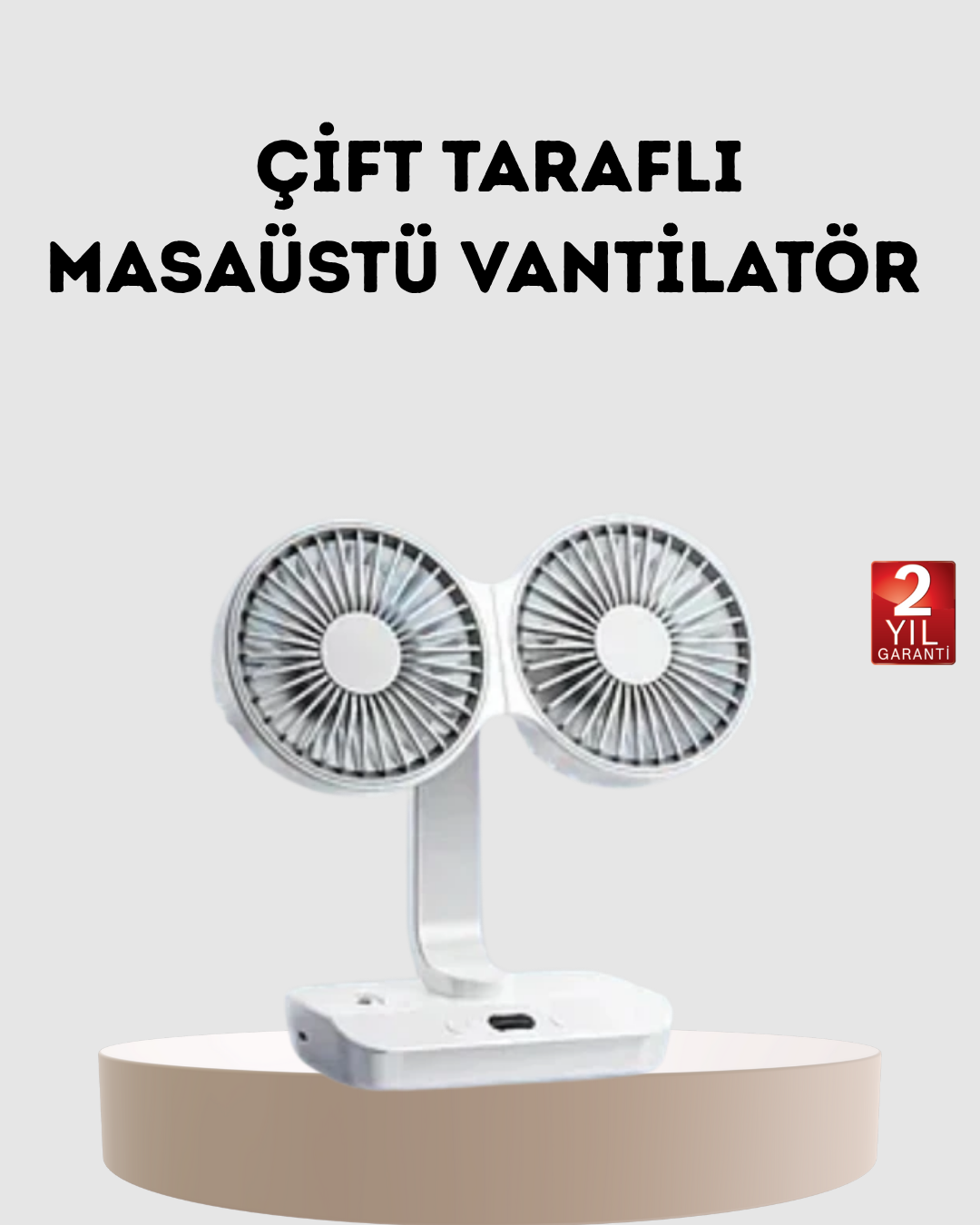 Kablosuz USB Şarjlı 720° Döner Masaüstü Fan – Çift Taraflı Serinlik ve Gece Lambası - Lisinya