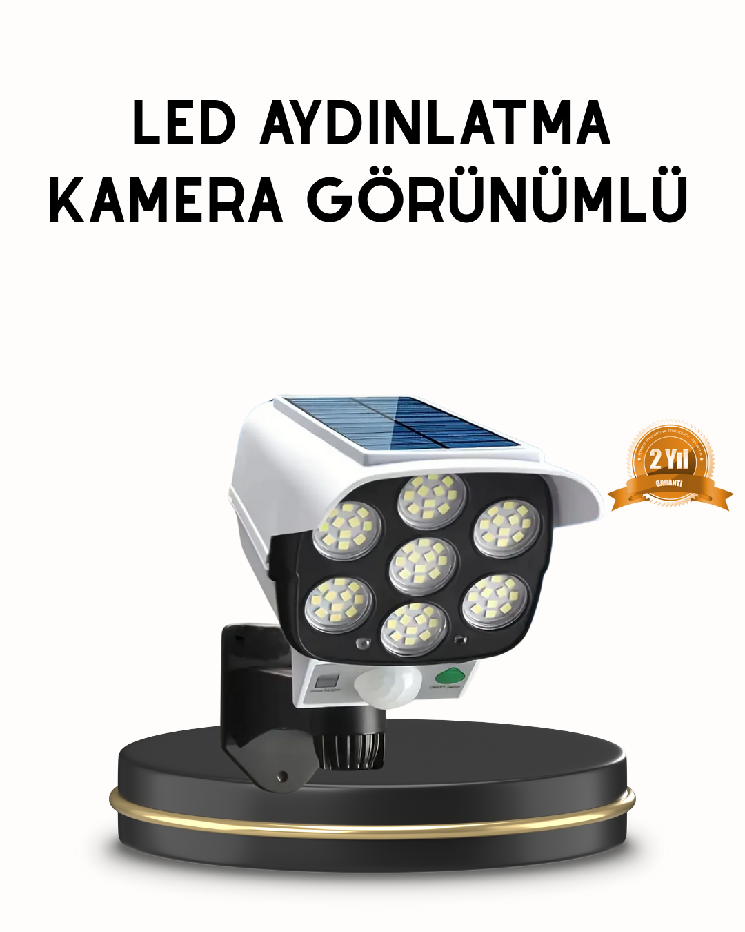 Güneş Paneliyle Şarj Olan Hareket Sensörlü Dış Mekan Güvenlik Lambası Ayarlanabilir - Lisinya