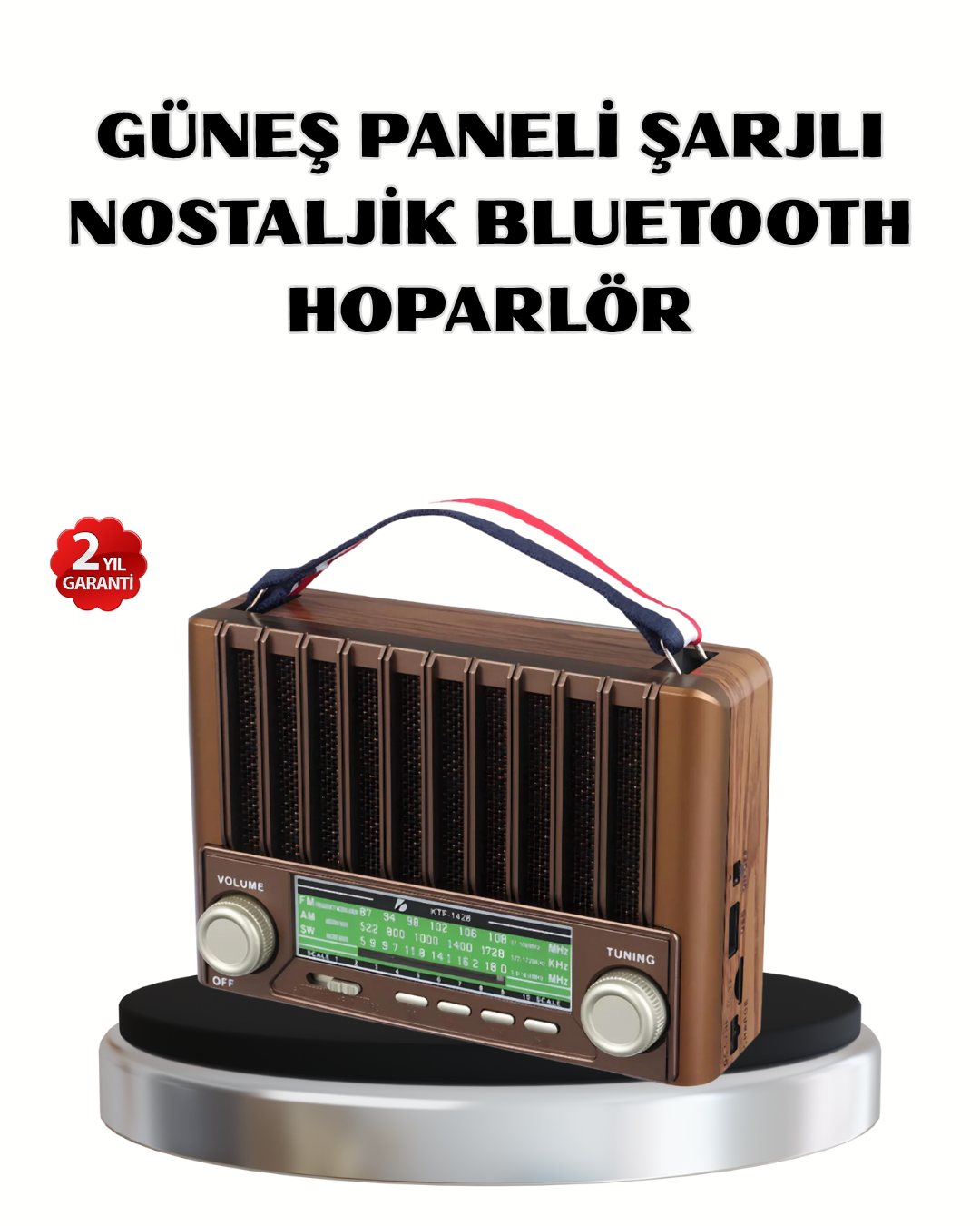 Solar Hoparlör Bluetooth FM AM SW Radyo Çok Fonksiyonlu Şarjlı - Lisinya