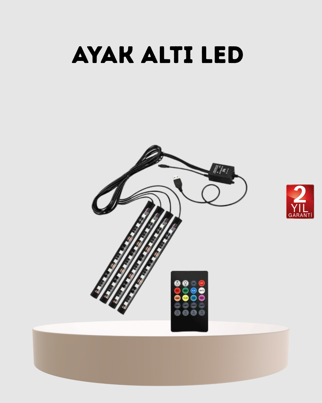 RGB Araç İçi LED Aydınlatma 12V 48 LED Müzik Kontrollü 4 Şerit Set - Lisinya