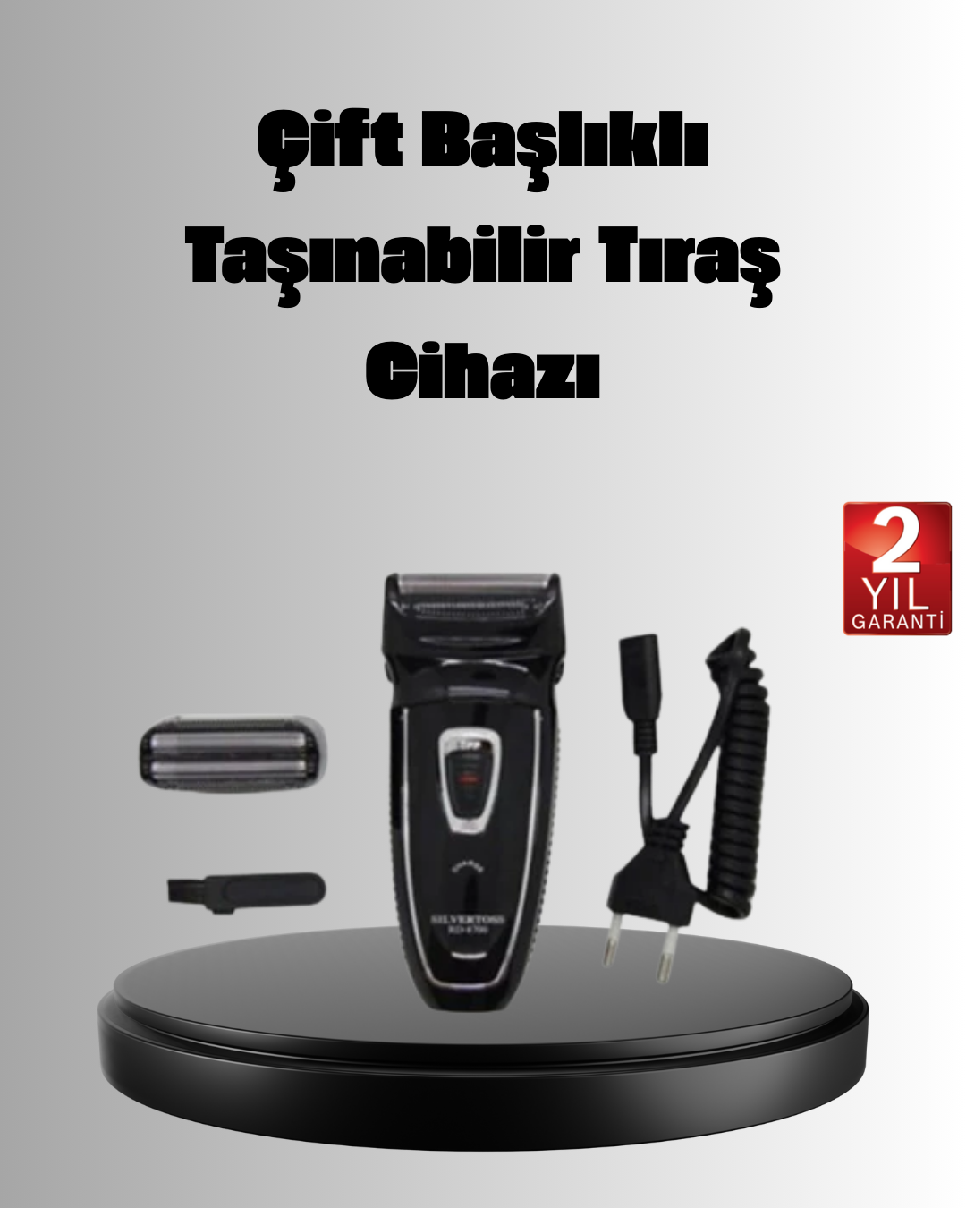 Şarjlı Kablosuz Tıraş Makinesi Çift Başlık Kuru Tıraş Ergonomik Taşınabilir - Lisinya