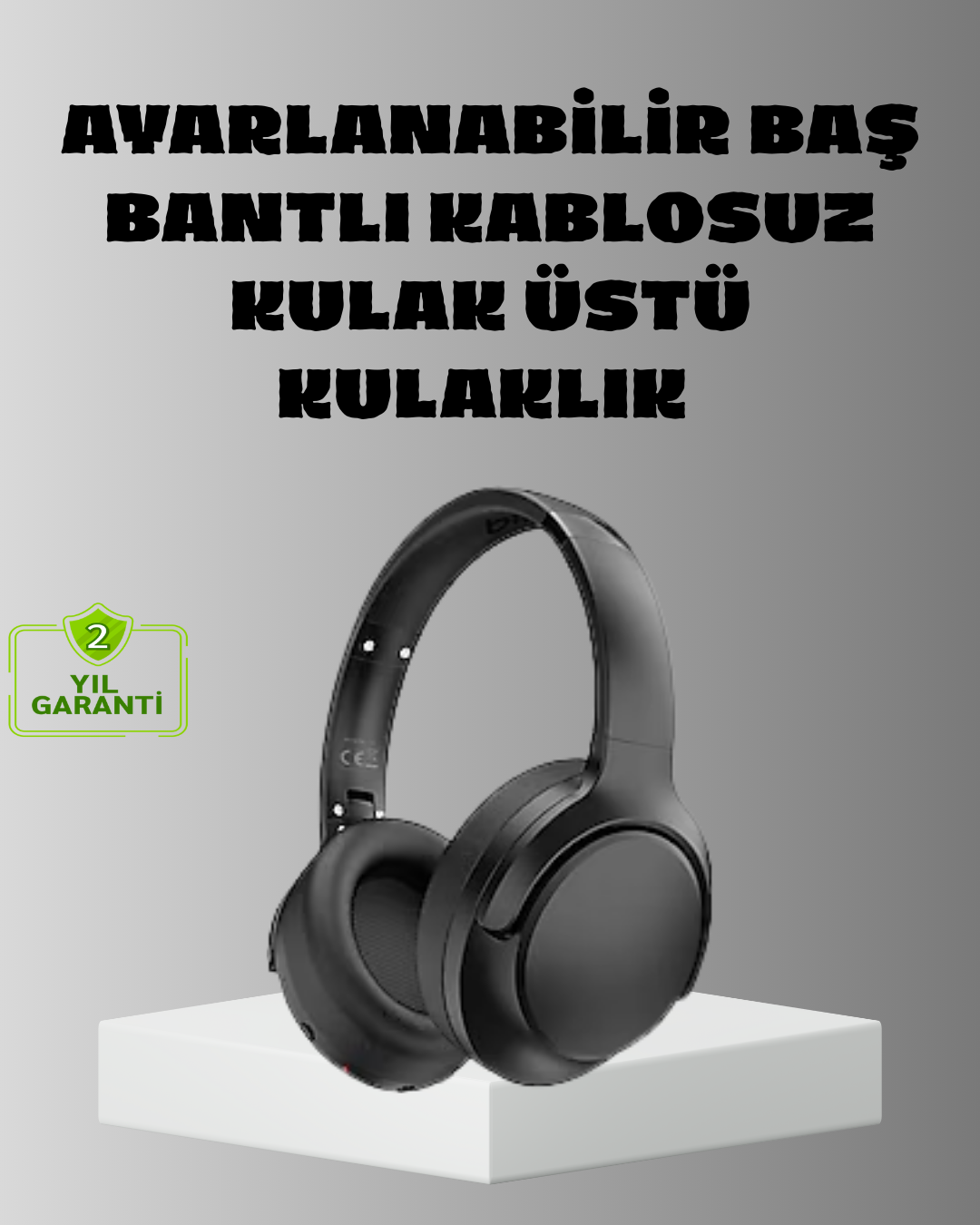 Siyah Kablosuz Bluetooth Kulaklık 300 mAh Hızlı Şarj Katlanabilir Pedli - Lisinya