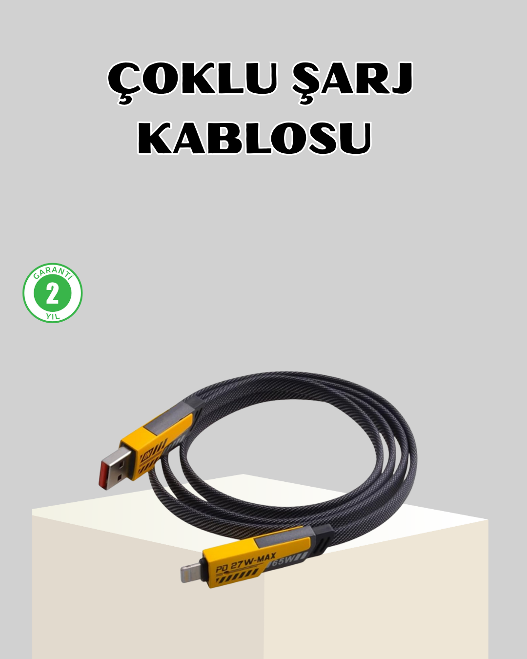 65W Çoklu Şarj Kablosu 4’ü 1 Arada Örgülü Hızlı Veri Aktarım USB-C USB-A - Lisinya