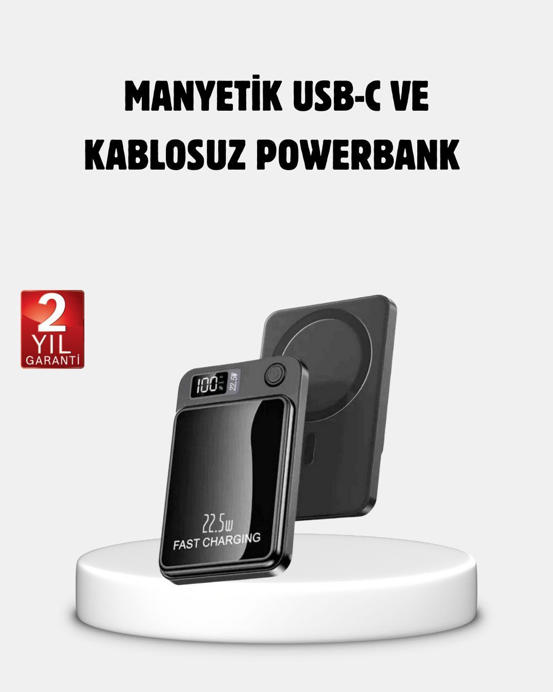 Manyetik Powerbank 15W Wireless Hızlı Şarj LED Ekranlı - Lisinya