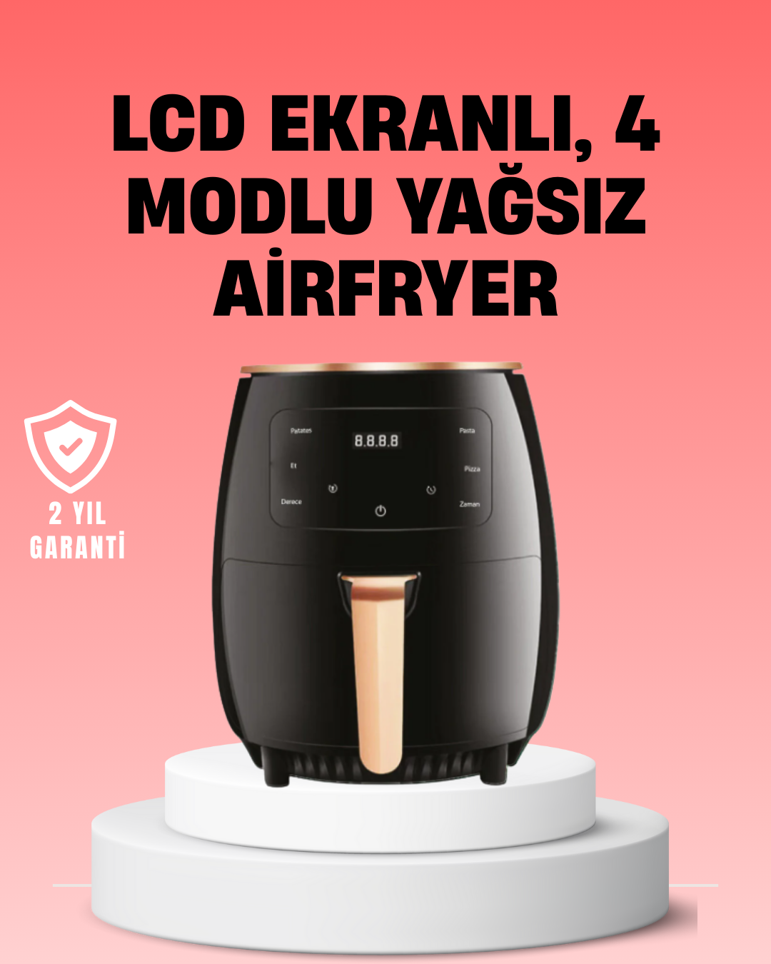 2400W Güçlü Airfryer 6L Yağsız Sağlıklı Pişirici LCD Dokunmatik - Lisinya