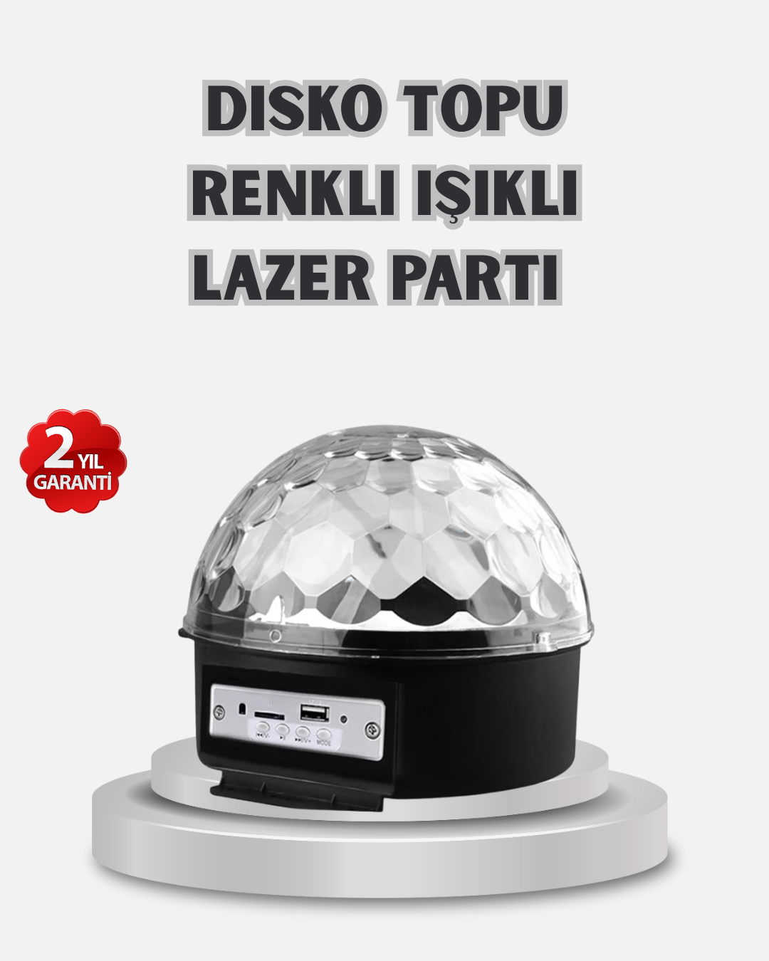 LED Disko Küresi Bluetooth Hoparlörlü Ritimle Senkronize Döner Işıklı - Lisinya