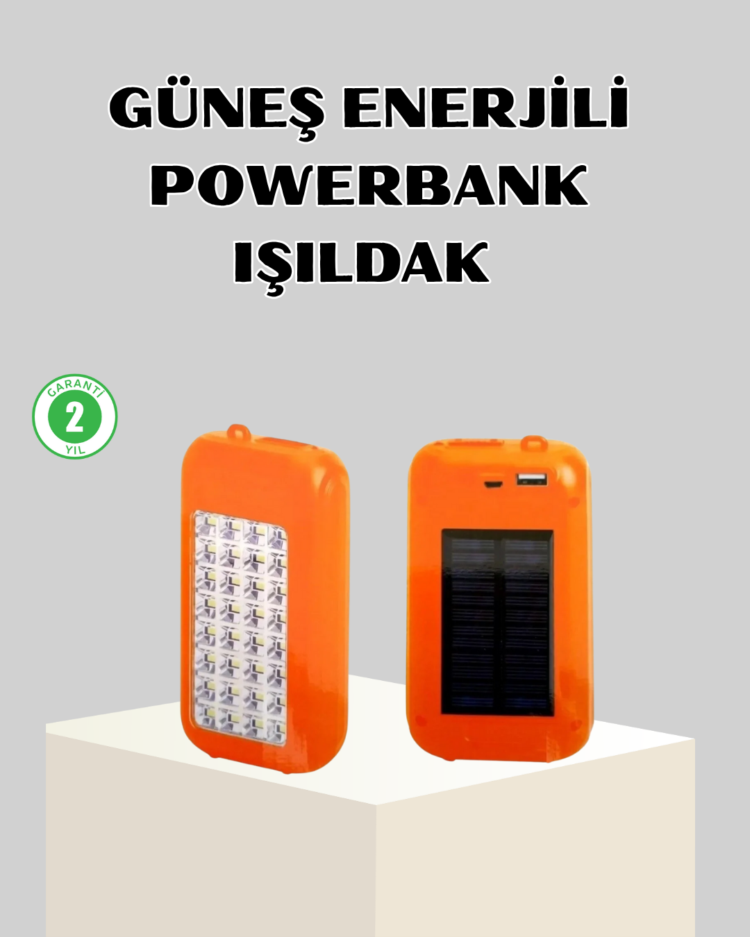 10000 mAh Güneş Enerjili Powerbank ve LED Kamp Lambası - Lisinya