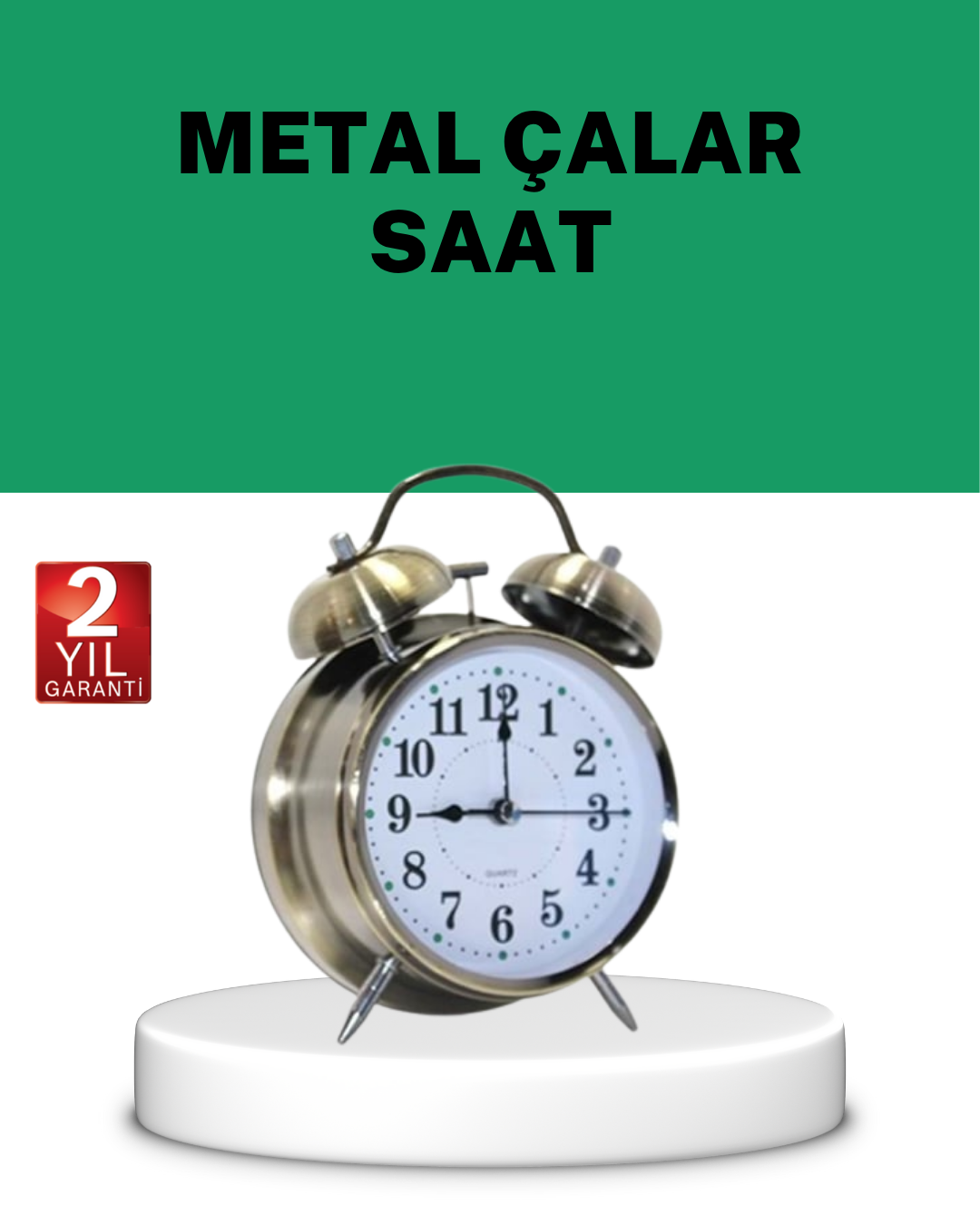 Gümüş Renkli Sessiz Işıklı Dekoratif Masa Üstü Çalar Saat Alarmlı - Lisinya