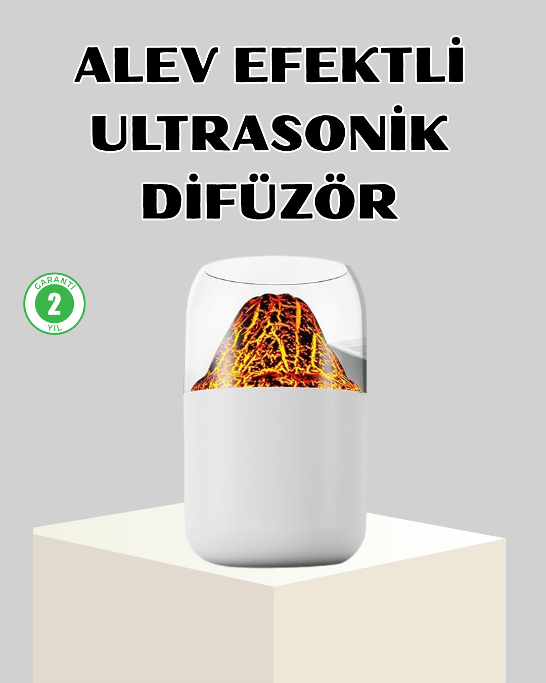 Ultrasonik Alev Efektli Aromaterapi Difüzörü USB Şarjlı ve Otomatik Kapanma Özellikli - Lisinya