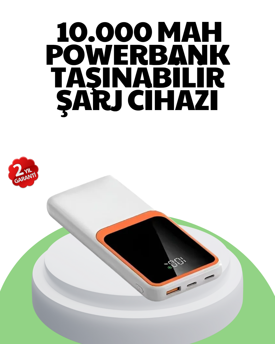 10000 mAh Hızlı Şarj Destekli Powerbank – Hafif, Kompakt ve Güvenli - Lisinya