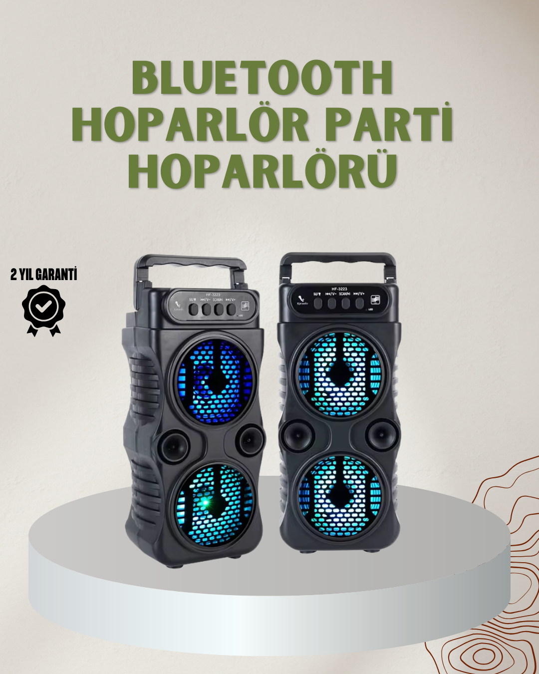 1200 mAh Şarjlı LED Işıklı Bluetooth Hoparlör – FM Radyolu, Hafıza Kart Destekli - Lisinya