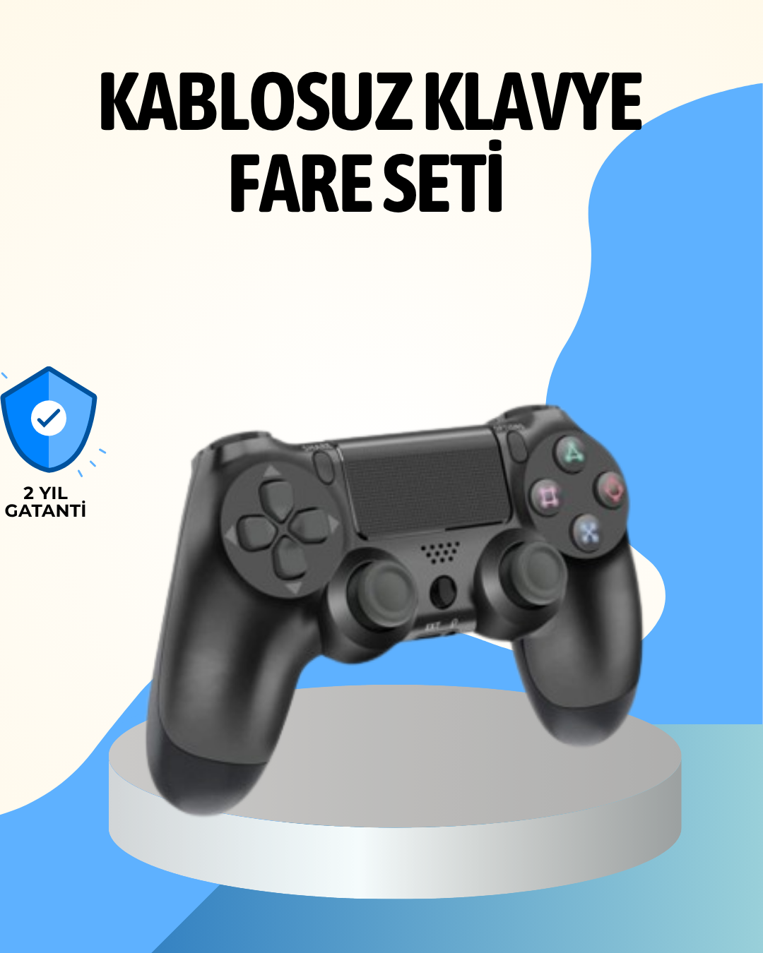 PS4 Uyumlu Kablosuz Oyun Kolu Ergonomik Çift Titreşimli - Lisinya