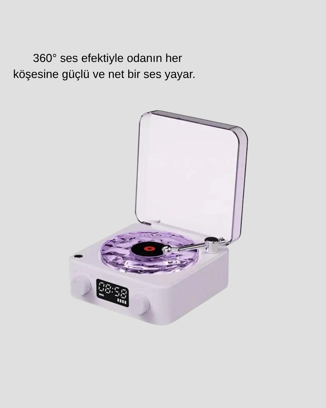 Retro Pikap Hoparlör Bluetooth AUX USB Type-C Projektörlü 360° Sesli Taşınabilir - Lisinya