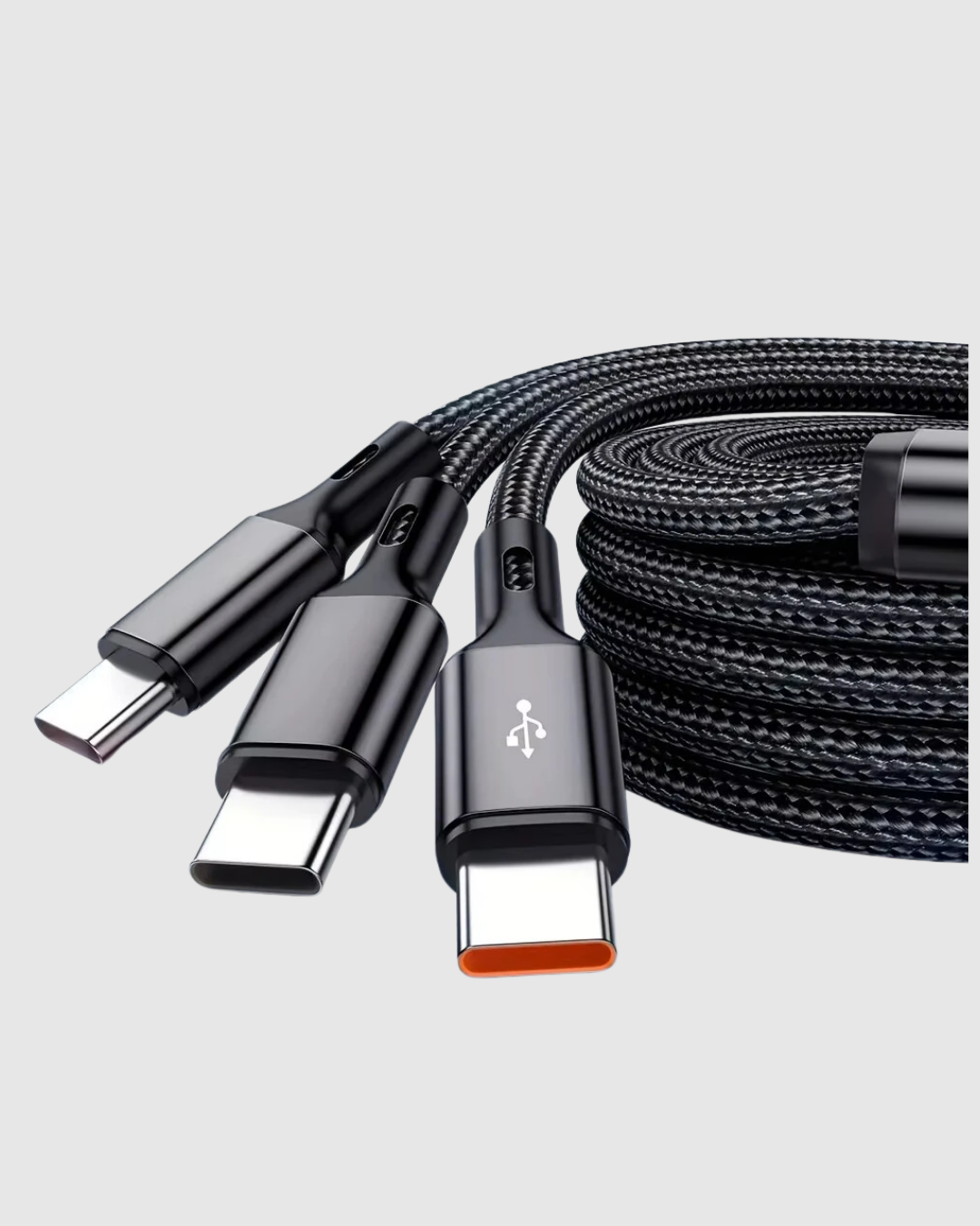 3’ü 1 Arada Hızlı Şarj Kablosu iOS Android Type-C Uyumlu ve Dayanıklı - Lisinya