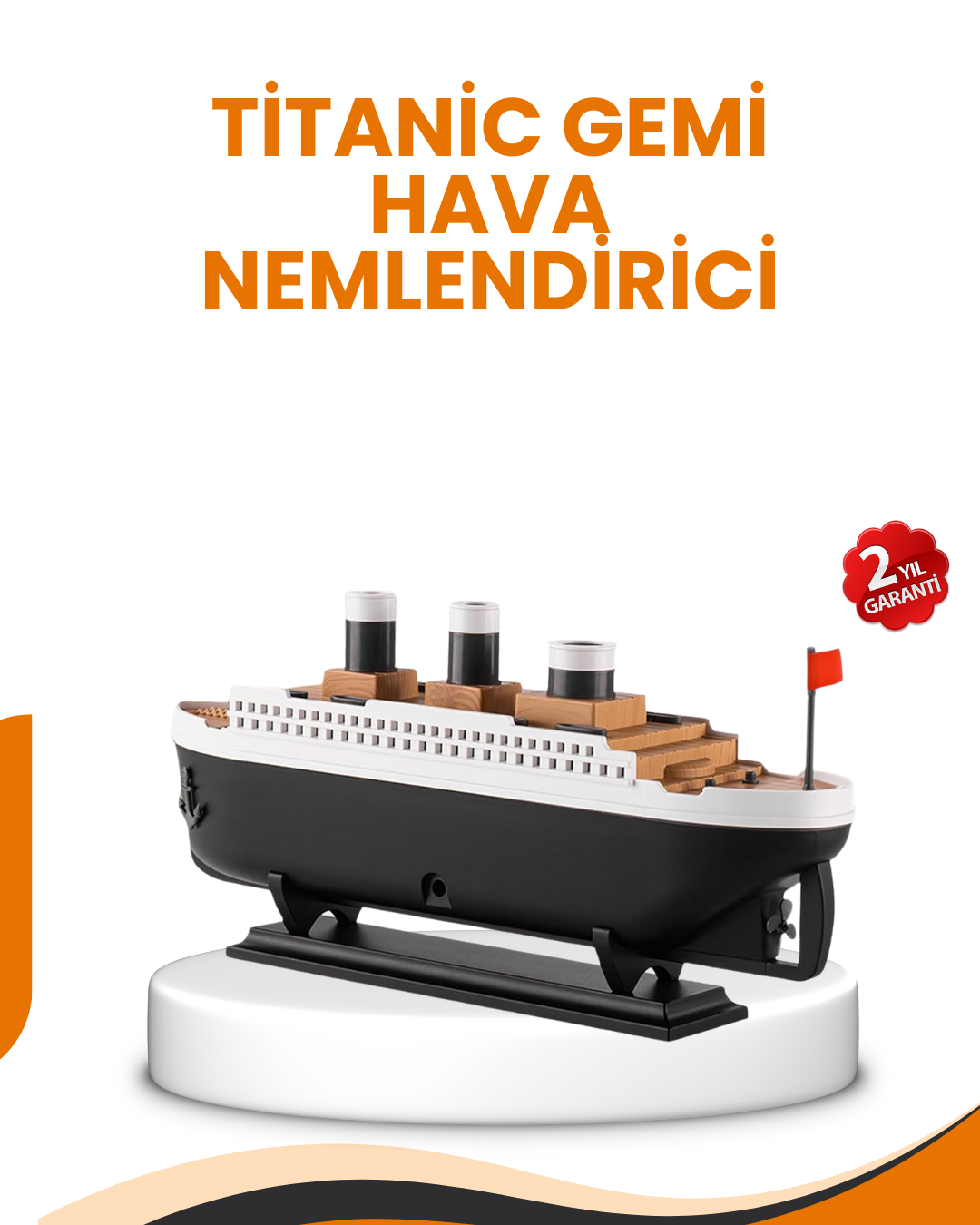 7 Renk Ortam Işıklı Dekoratif Gemi Tasarım Hava Nemlendirici Difüzör - Lisinya