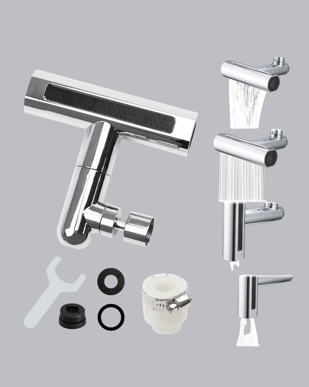 4 Fonksiyonlu Musluk Başlığı 360 Derece Dönebilen ve Su Tasarruflu - Lisinya