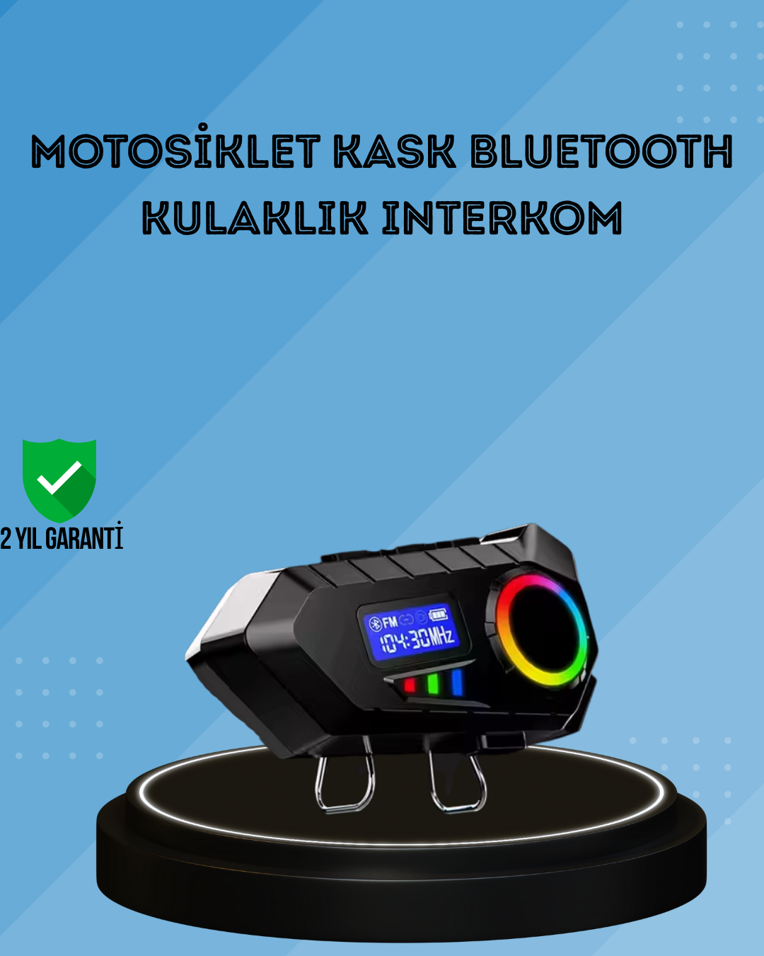 500mAh Bataryalı Bluetooth 5.4  İnterkom LED Ekranlı FM Destekli - Lisinya