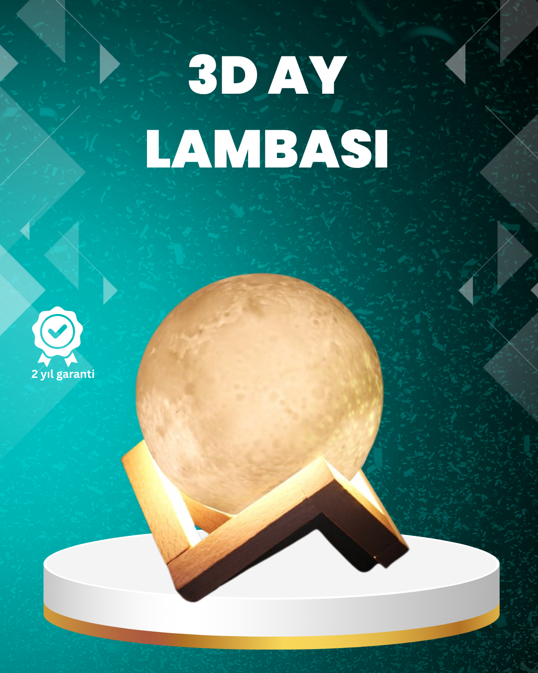 16 Renkli 3D Ay Gece Lambası RGB Modlu Şarjlı - Lisinya