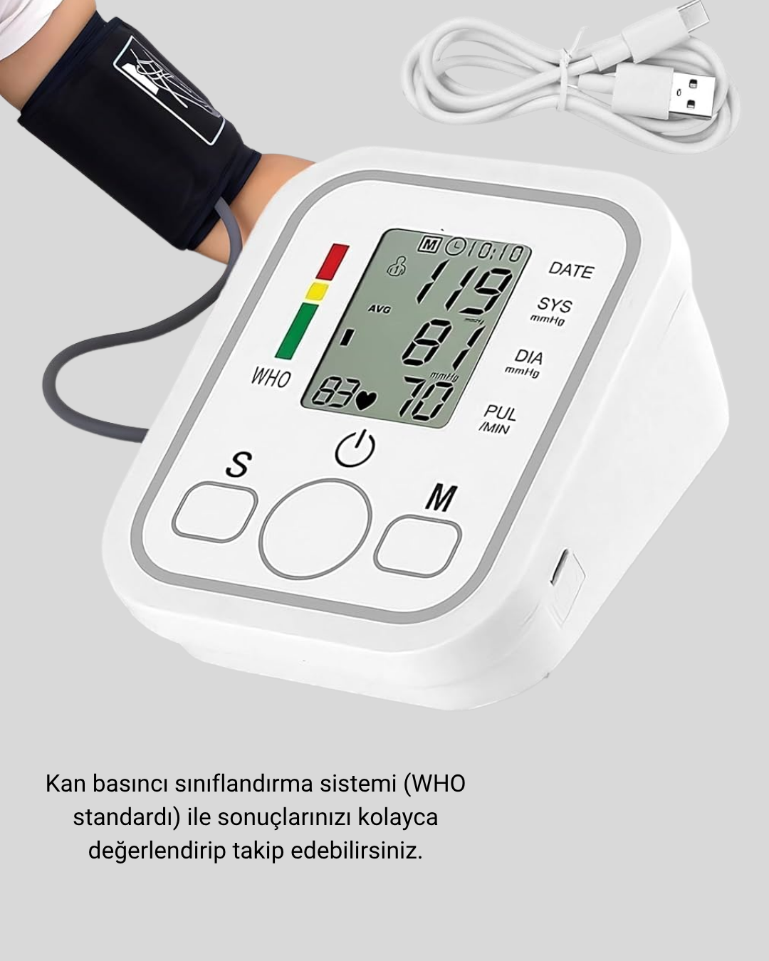 Üst Koldan Ölçüm Dijital Tansiyon Aleti – IHB Aritmi Uyarılı ve Çift Hafızalı (Kopya) - Lisinya