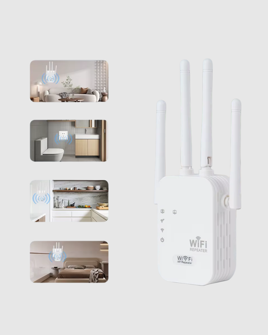 300Mbps WiFi Menzil Genişletici 4 Antenli WPA3 Güvenlikli Priz Tipi Repeater - Lisinya