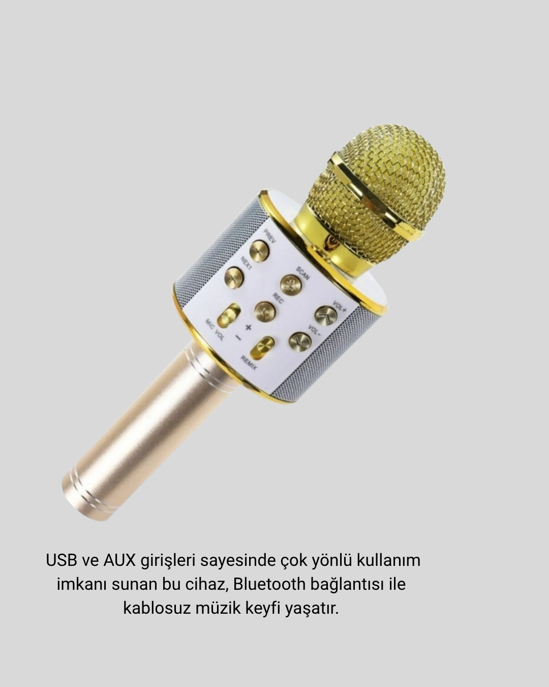 Karaoke Mikrofonu Bluetooth USB AUX Girişli Yankı Efektli - Lisinya