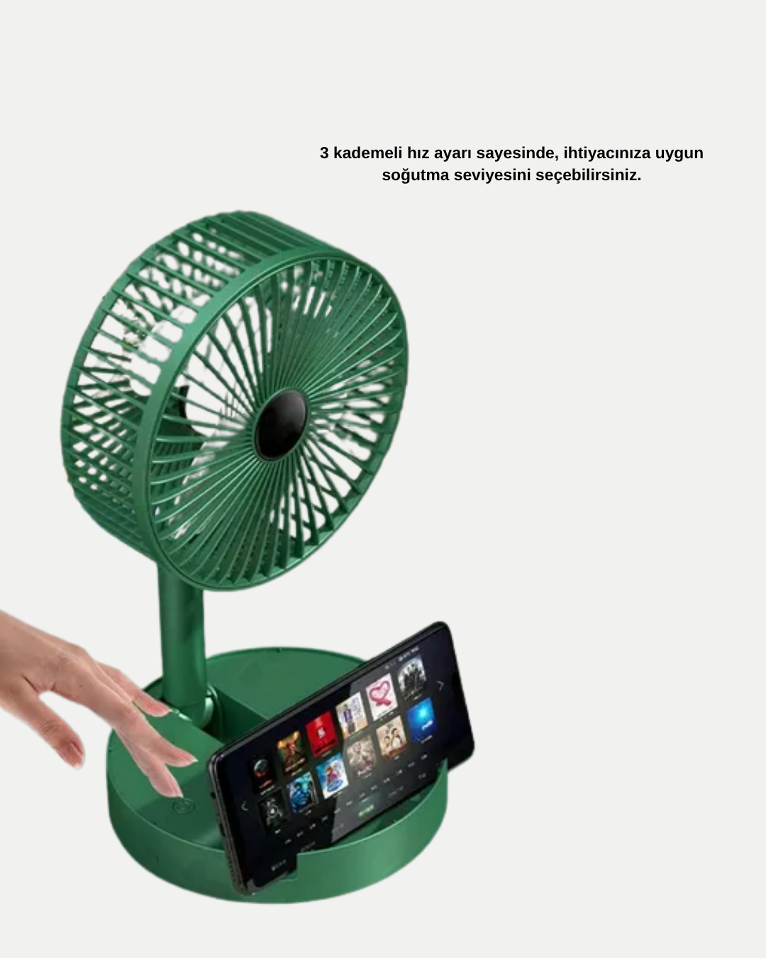 Katlanabilir Şarjlı Mini Fan 3 Kademeli Hız Ayarlı Taşınabilir - Lisinya