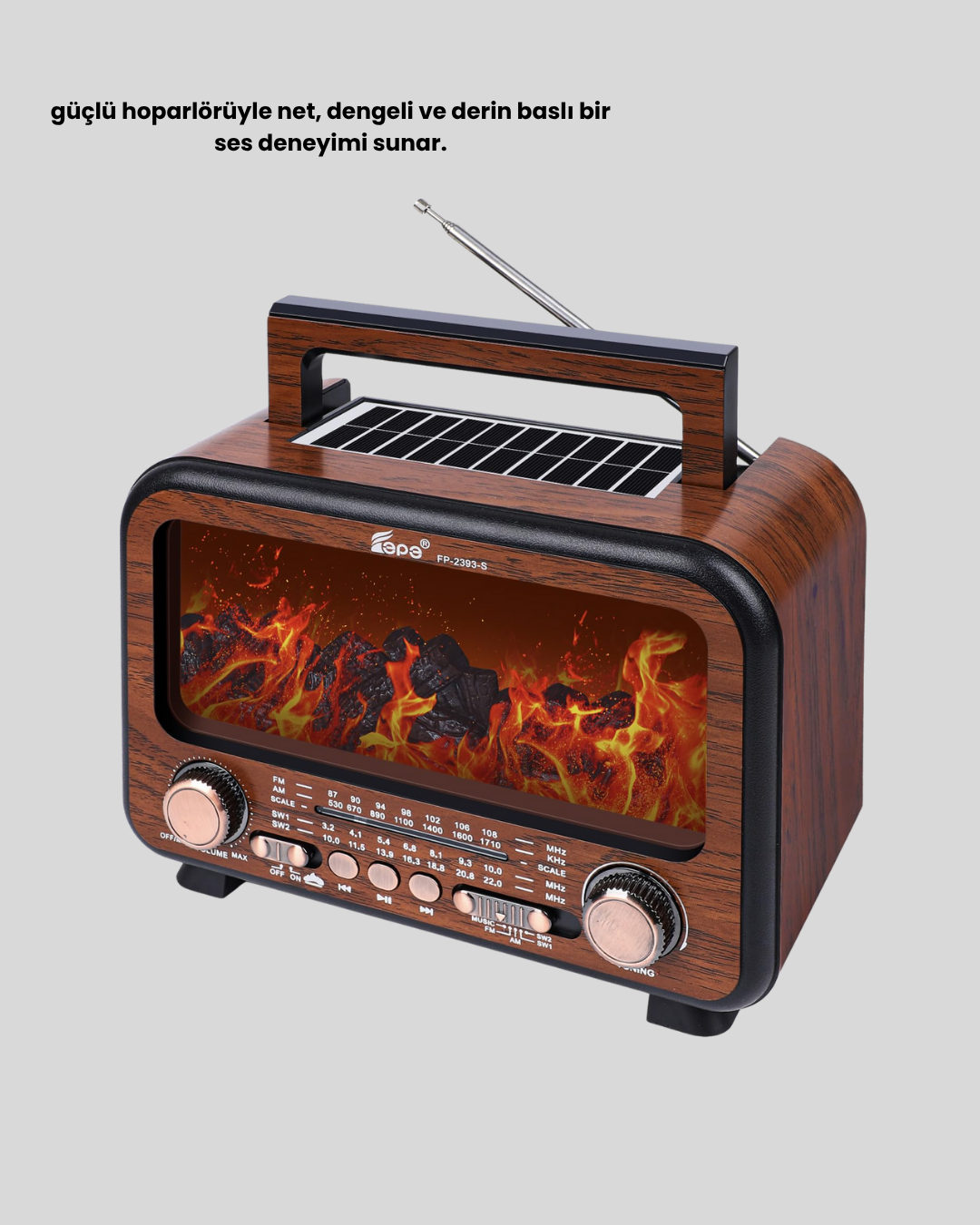 Alev Işığı Efektli Solar Bluetooth Hoparlör Radyo Destekli Taşınabilir Model - Lisinya