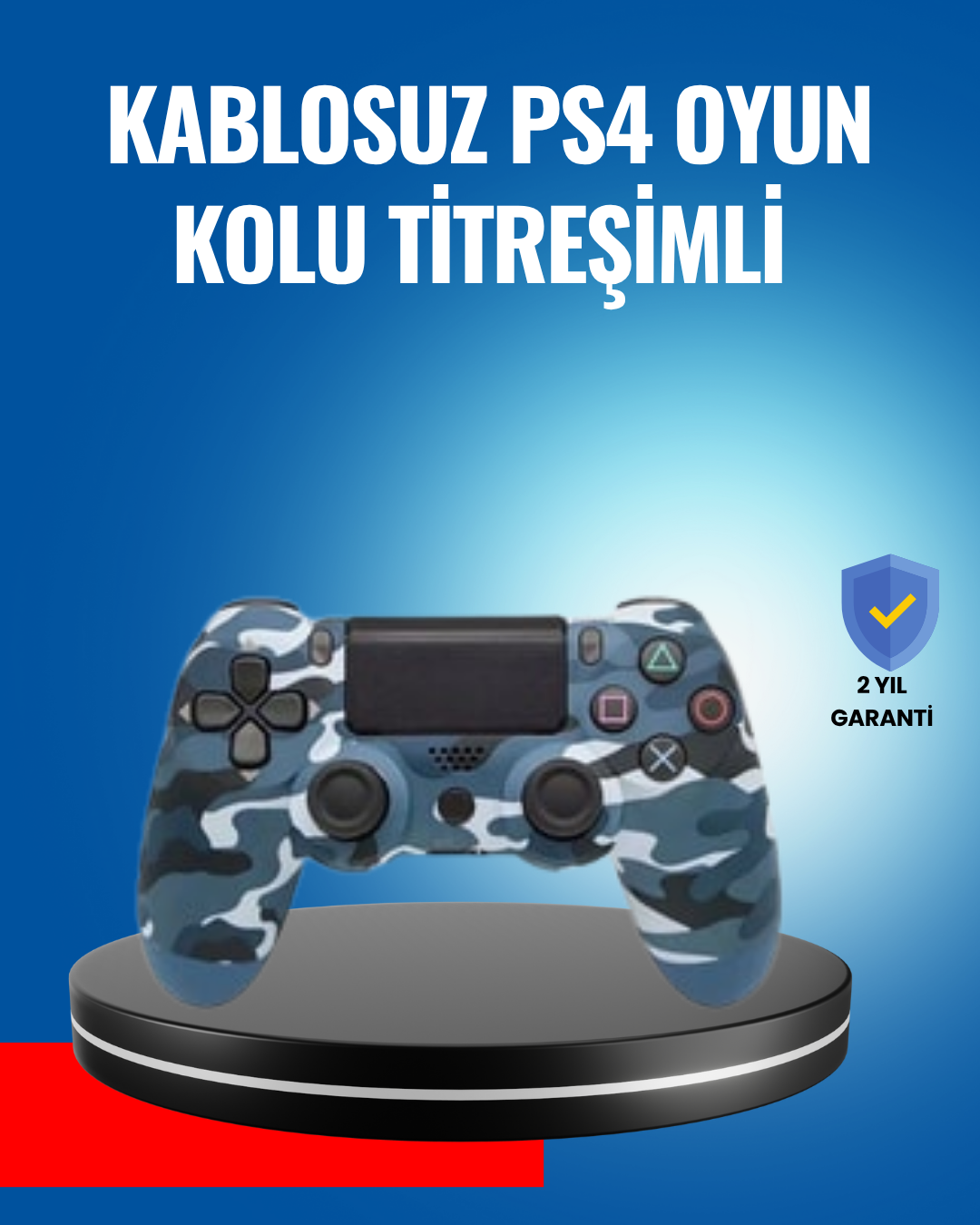 Bluetooth Kablosuz PS4 Gamepad Çift Motorlu Siyah Controller - Lisinya