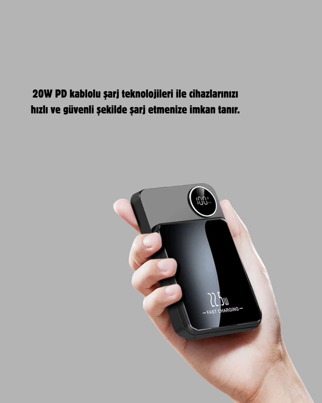 Manyetik Güç Bankası 15W Kablosuz 20W PD Hızlı Şarj - Lisinya