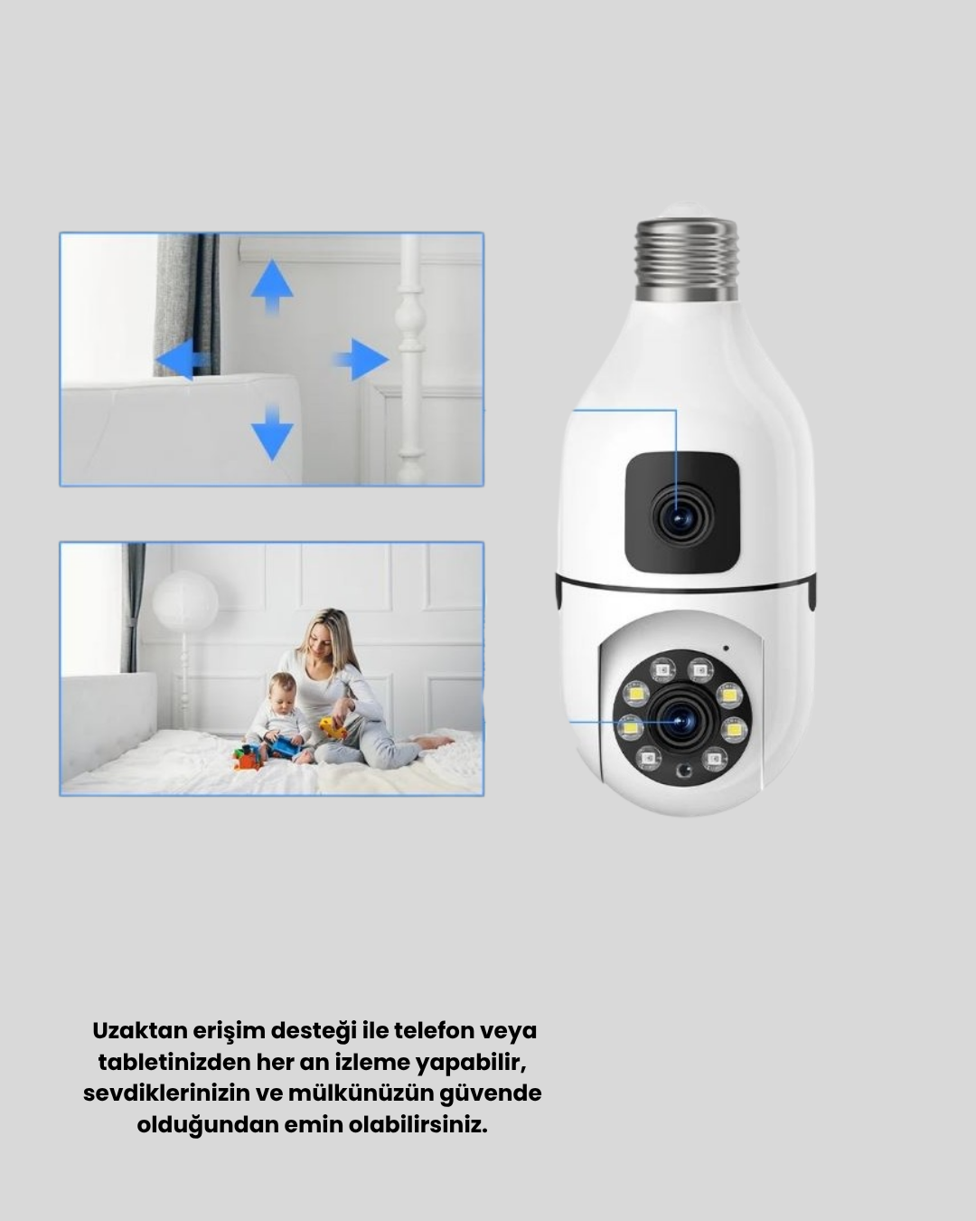 Ampul Tipi WiFi Kamera 2MP Lensli Full HD Görüntü ve Akıllı Hareket Algılama - Lisinya